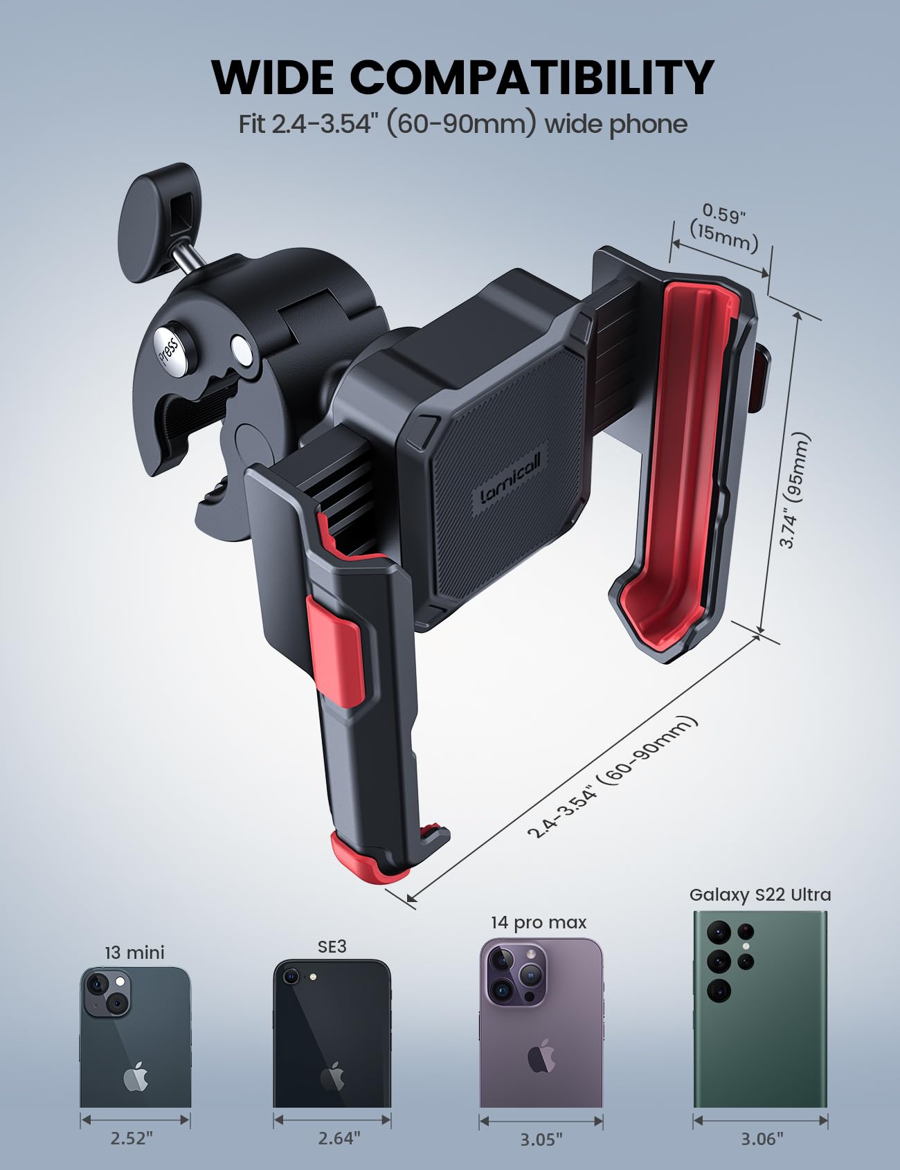 Lamicall 360-rotation mount lets horizontal or vertical viewing.