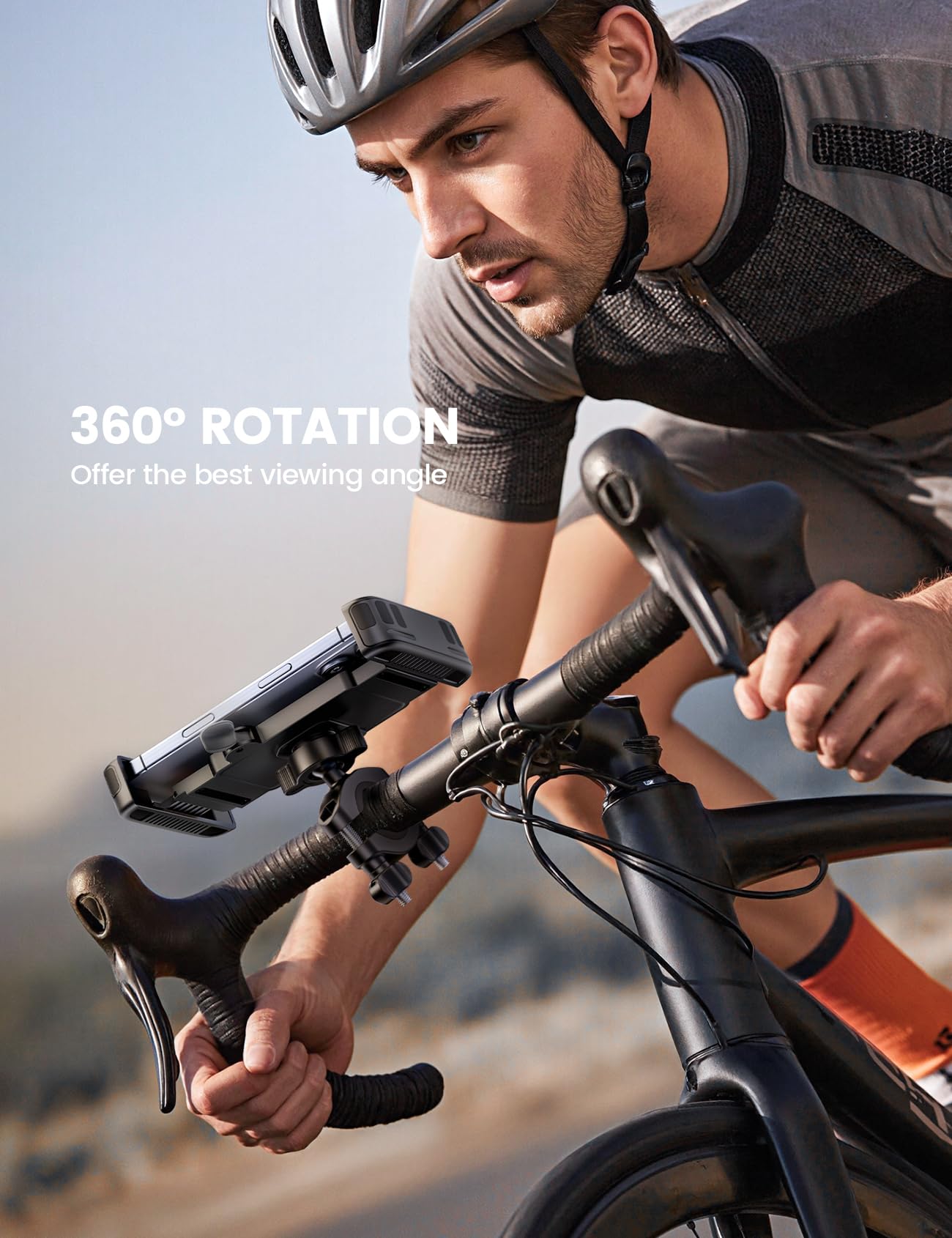 Lamicall bike mount 360-degree rotation enables optimal viewing.