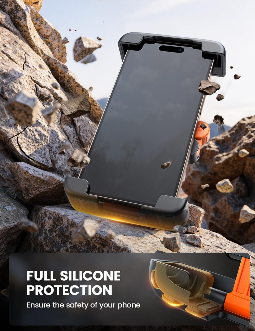 Lamicall bike mount silicone padding guards against scratches.