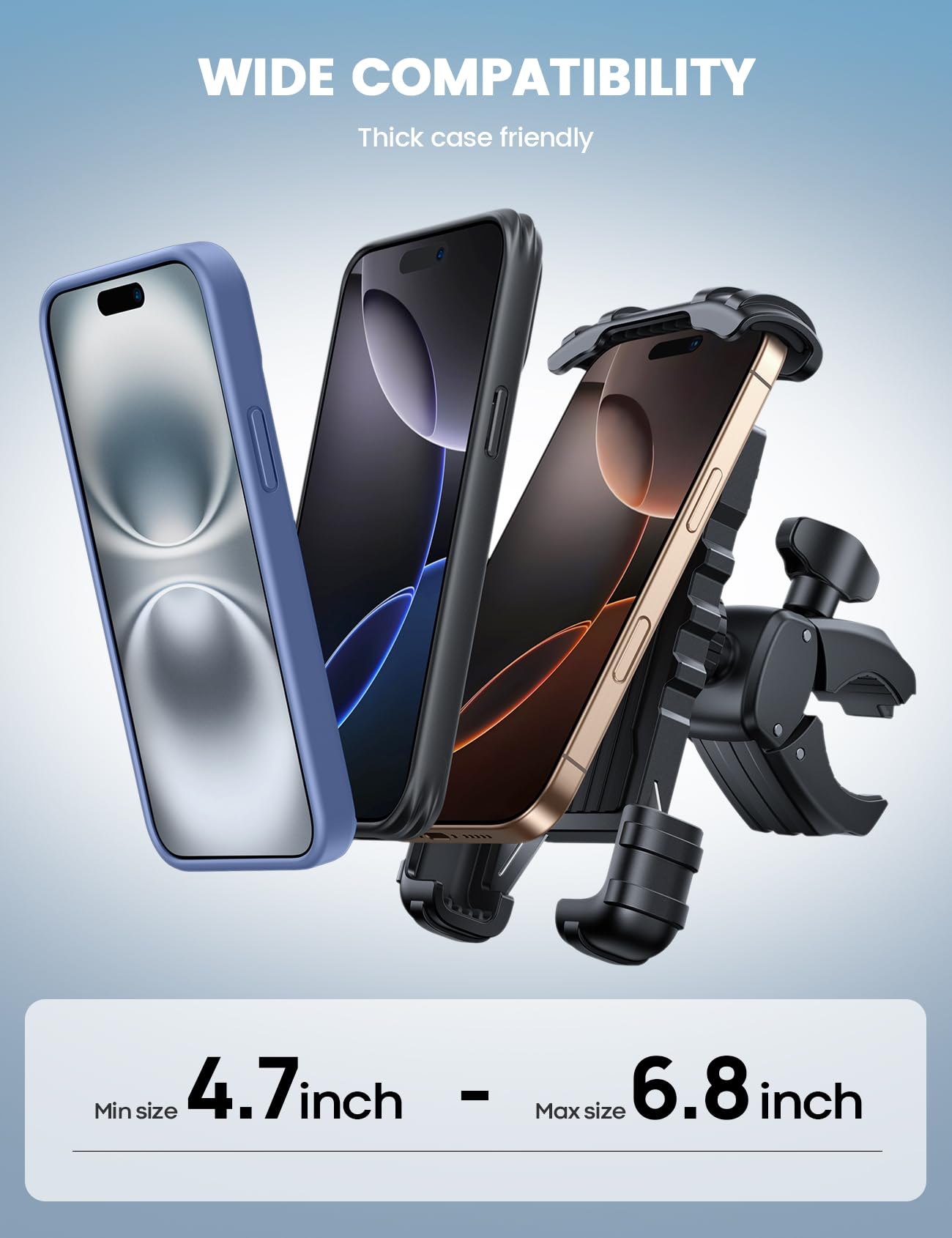 Lamicall bike phone holder horizontal-vertical-adjustment enables portrait or landscape viewing