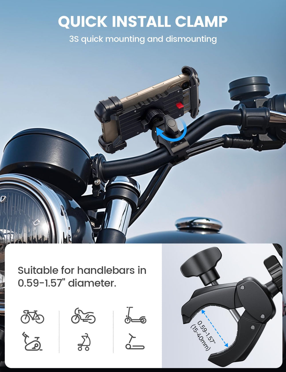 Lamicall bike phone holder silicone-pads cushion and protect the phone from scratches during rides