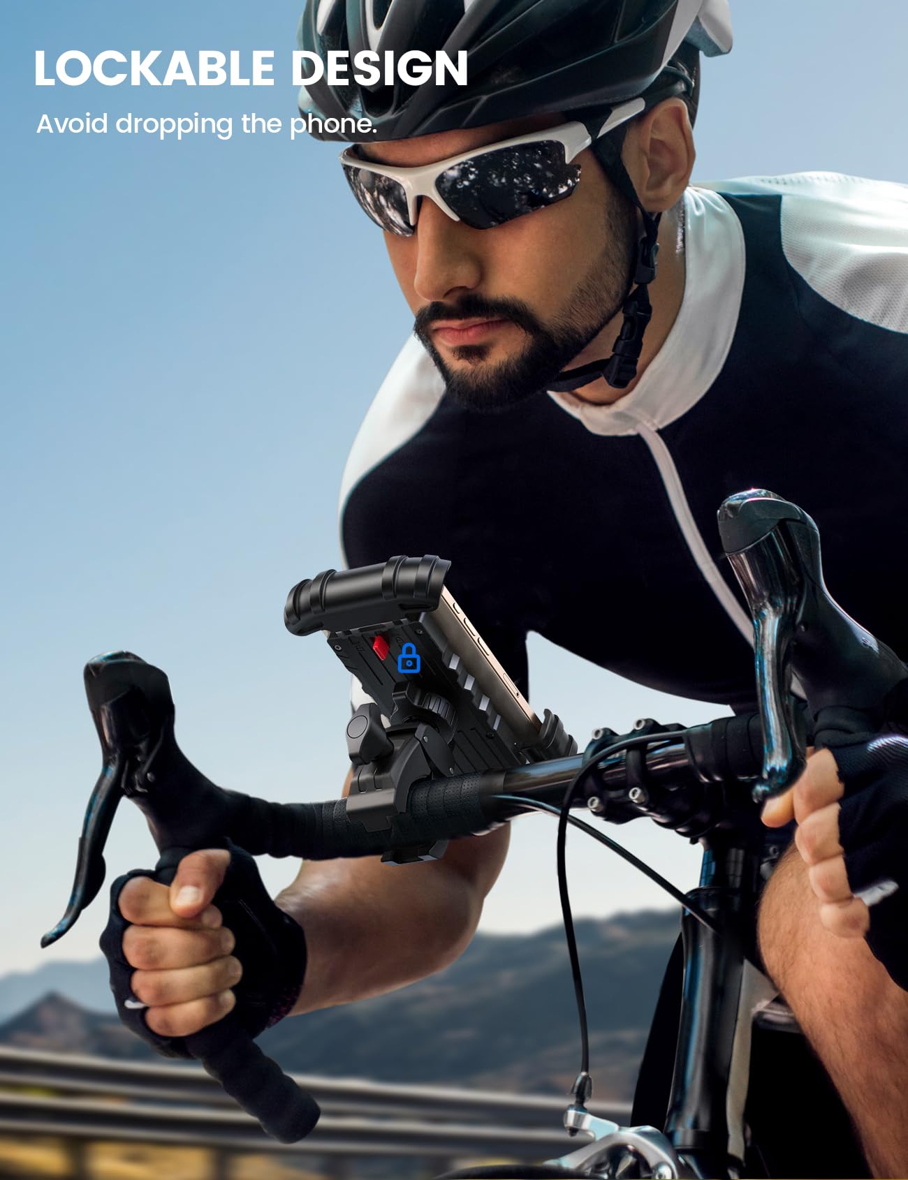 Lamicall bike phone holder universal-compatibility fits iPhone and Android devices up to 15 mm thick