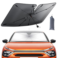 Lamicall car sunshade umbrella folded for easy storage and heat reduction.