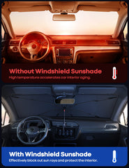 Lamicall windshield sunshade umbrella extended to fit large windshields with UV protection.