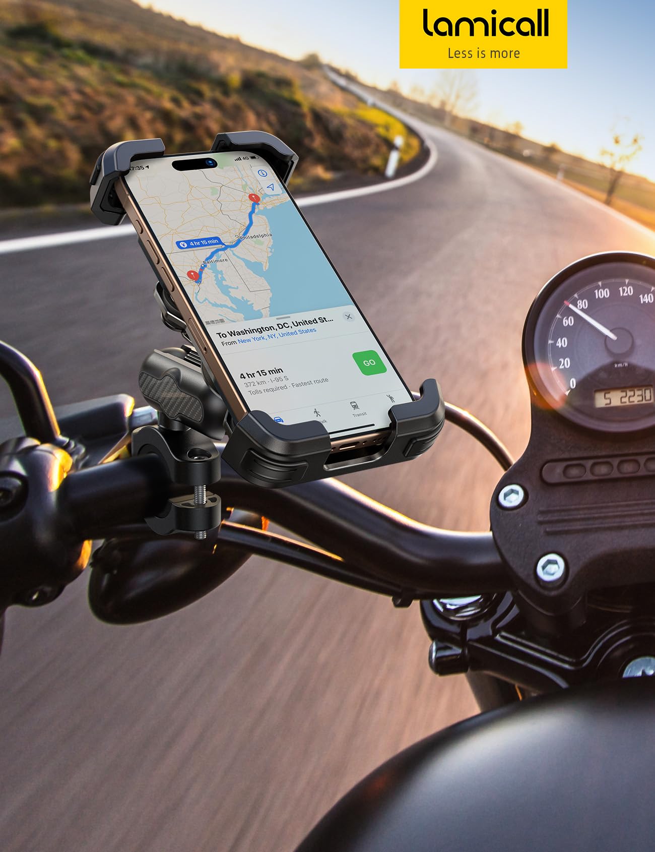 Lamicall durable alloy-construction ensures longevity on long motorcycle trips.