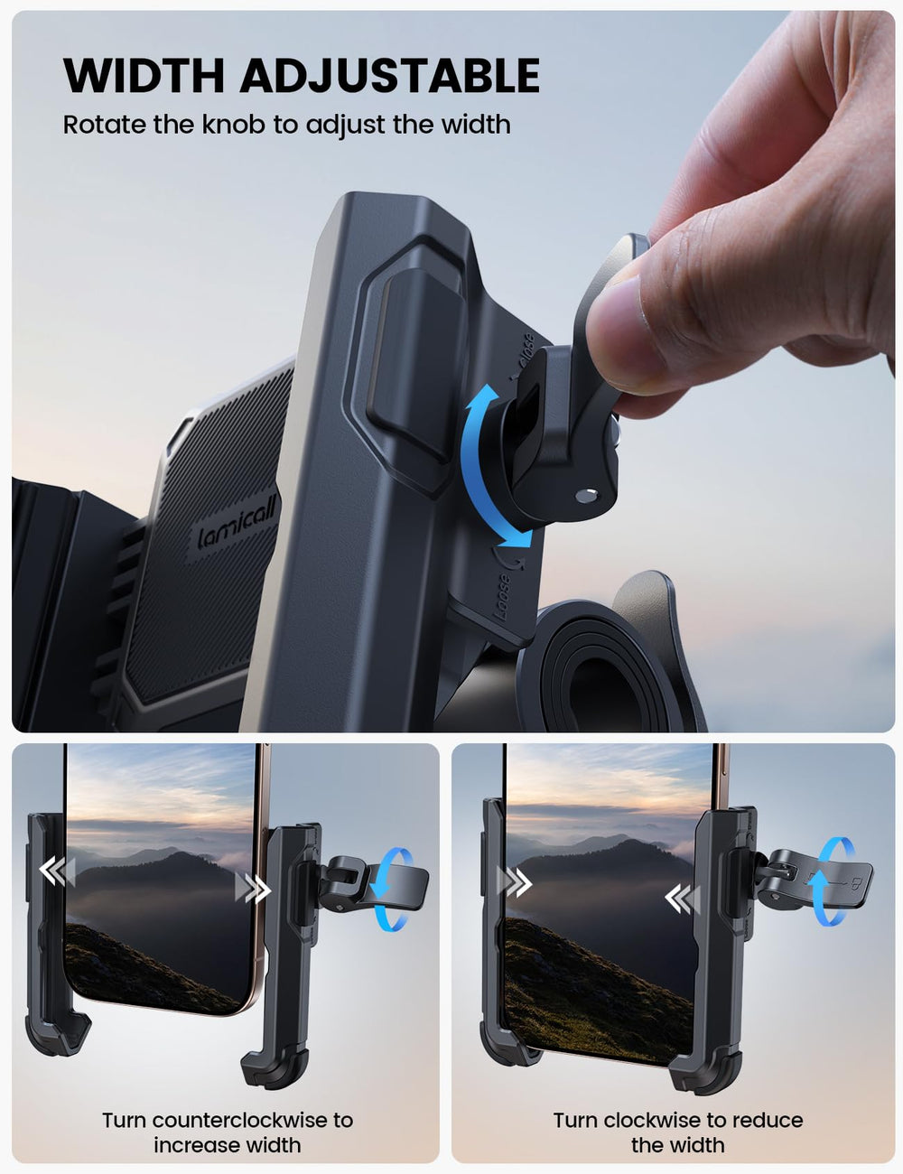 Lamicall 360 degree rotation enables portrait or landscape viewing
