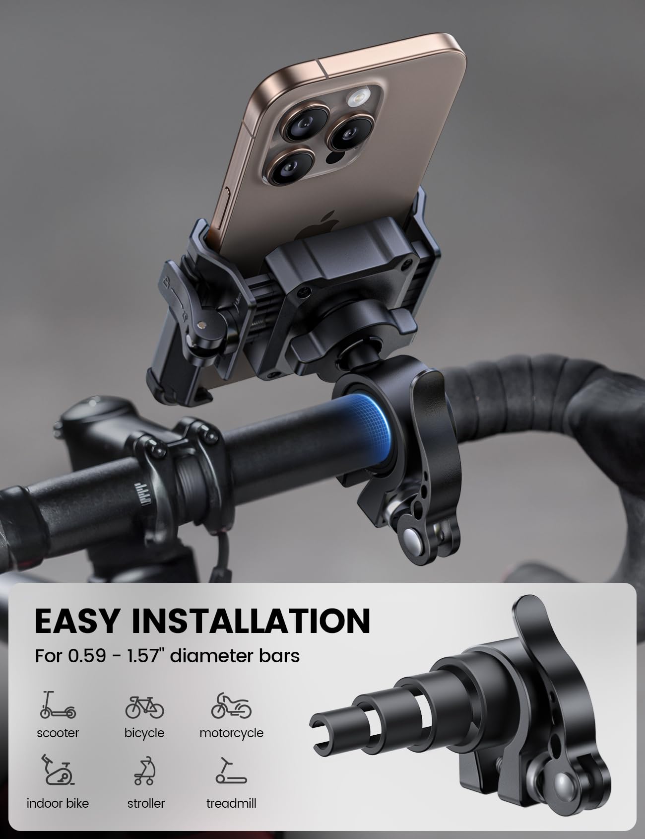 Lamicall handlebar compatibility fits 15-40 mm bars for bikes