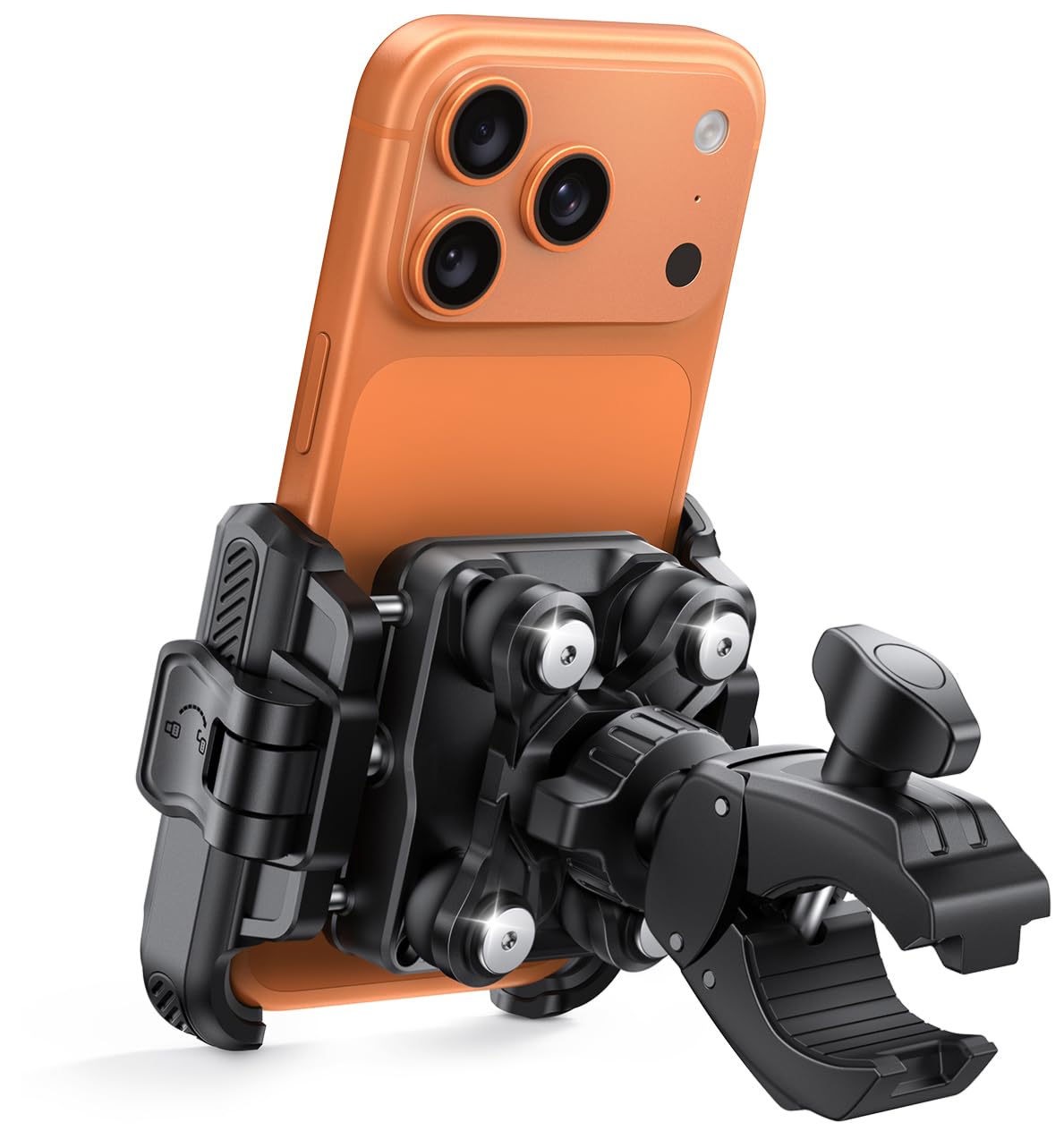Lamicall motorcycle mount with upgrade shock absorbers for smoother rides.