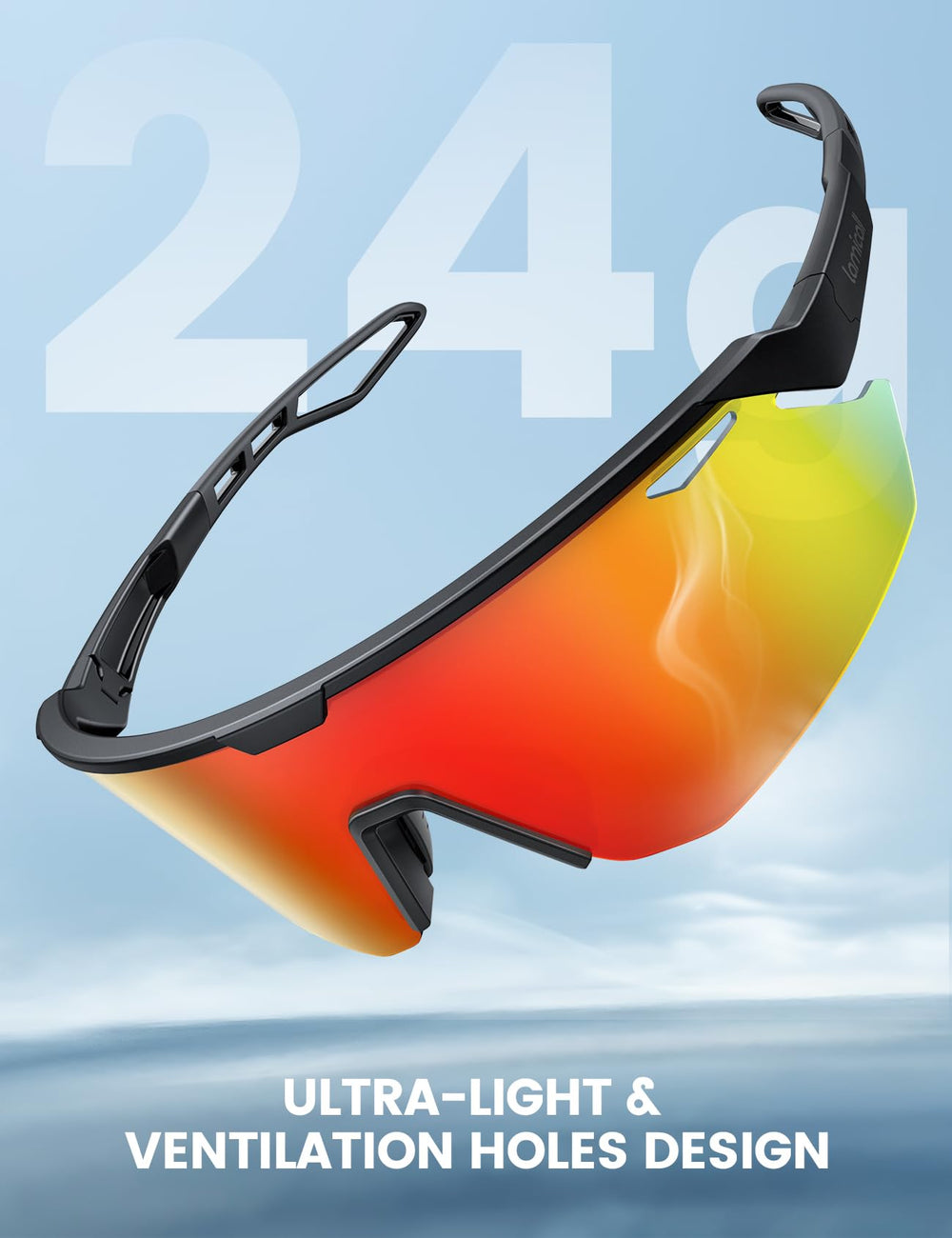 Lamicall adjustable nose pad on orange sunglasses enhances fit during workouts