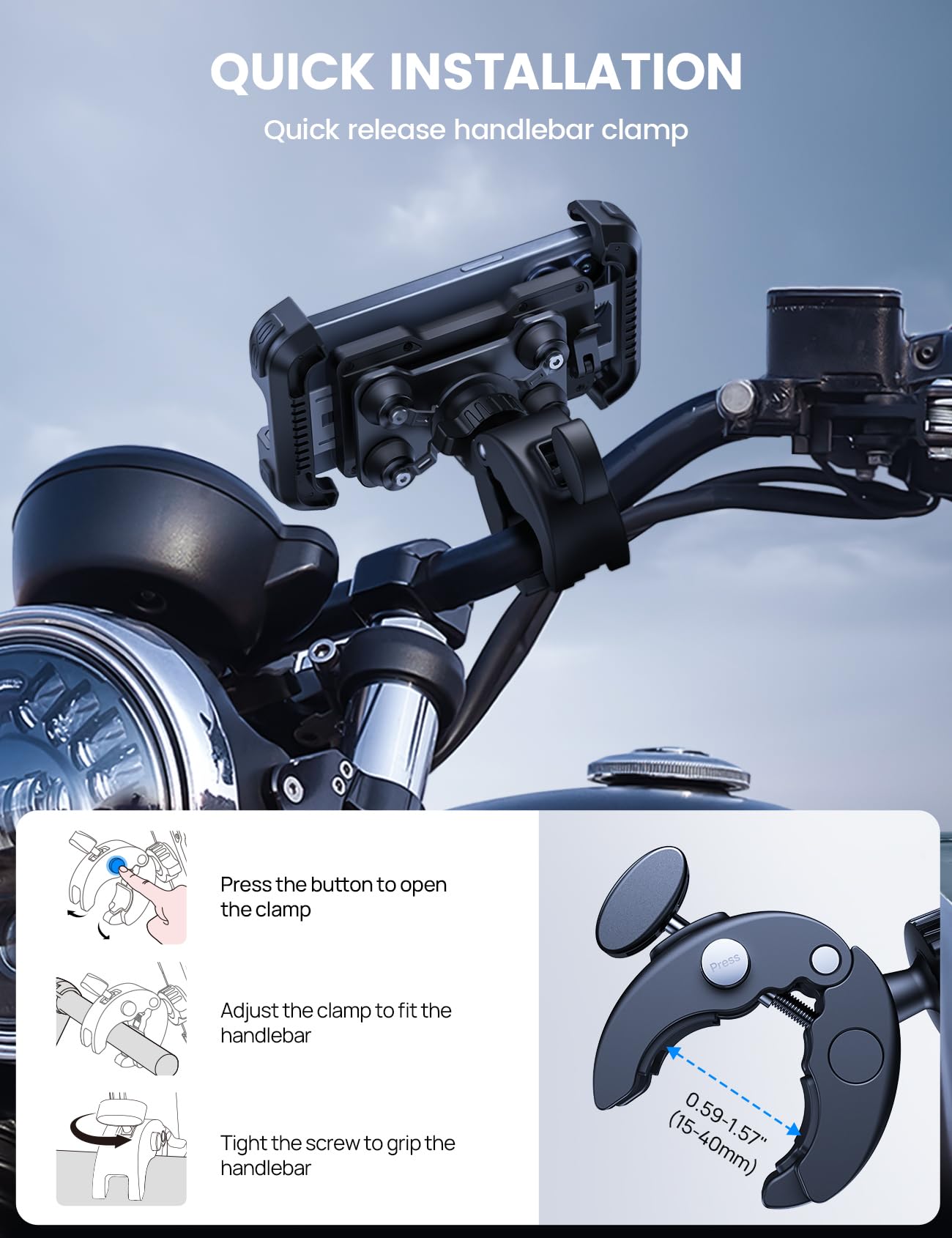 Lamicall one-hand operation with fast lock for easy mounting.