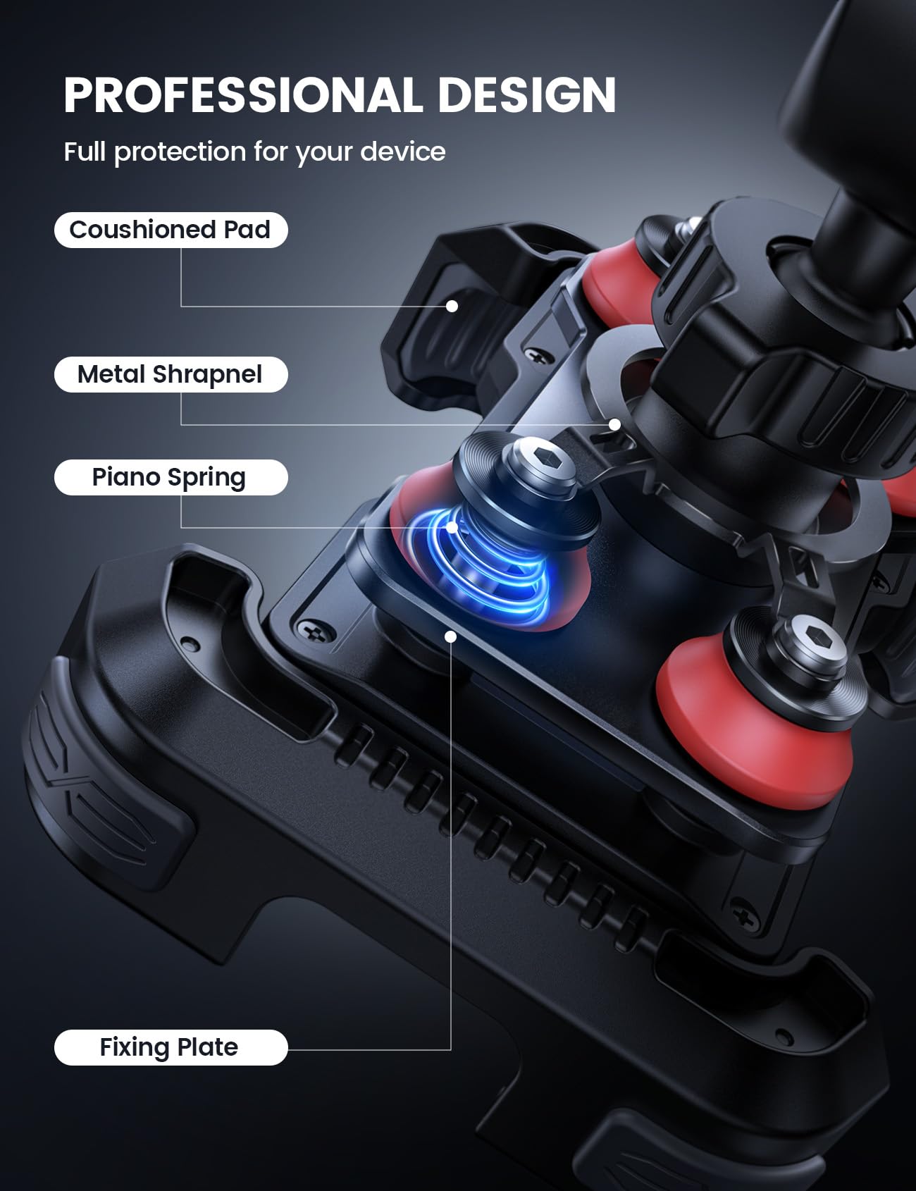 Lamicall phone clamp with cushioned padding guards against scratches