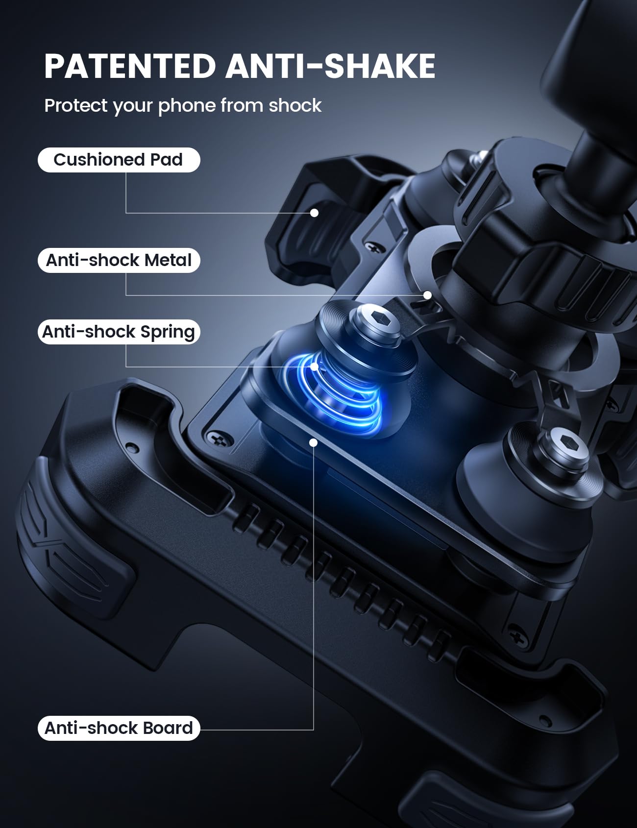 Lamicall phone clamp with cushioned silicone pads protects your device during rides.