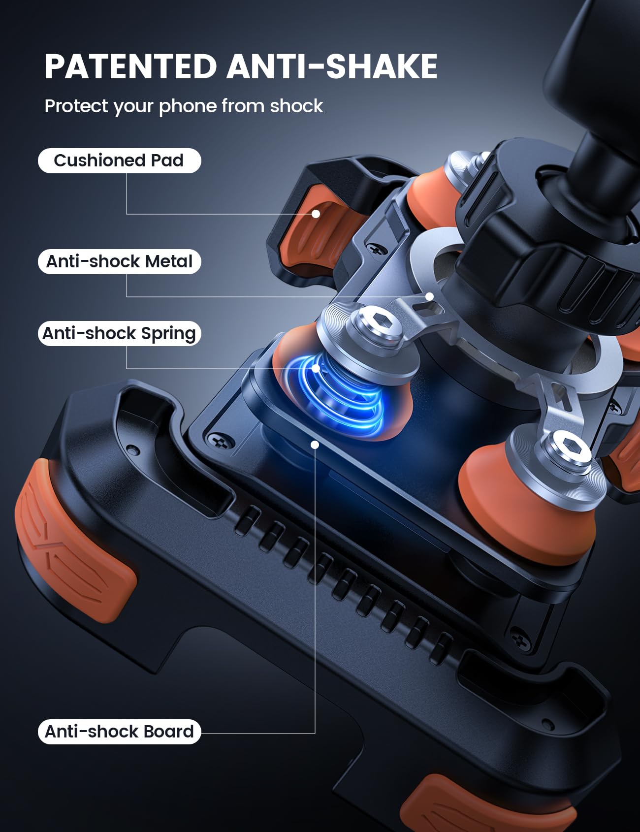 Lamicall phone clamp with silicone pads cushions corners to prevent scratches.