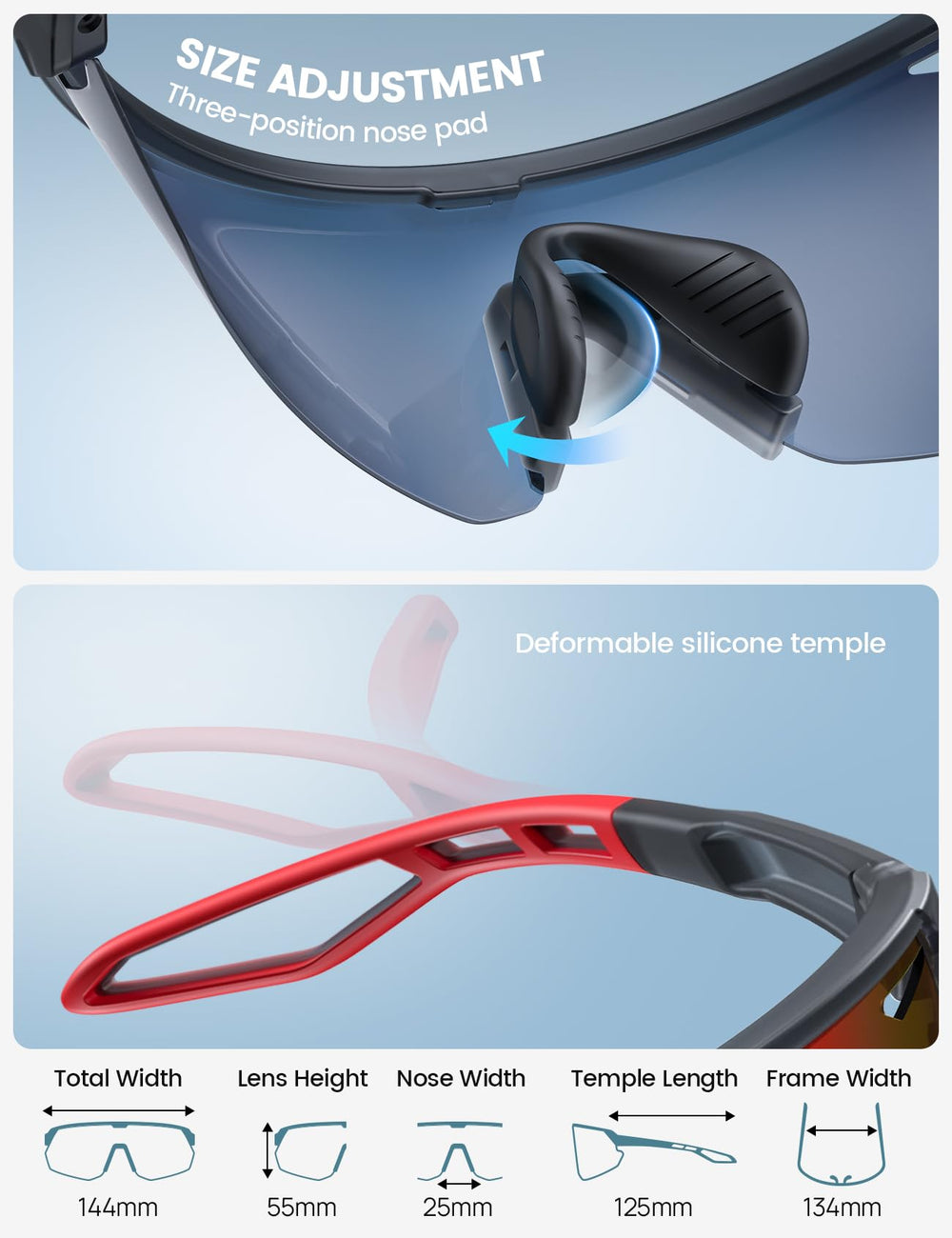 Lamicall half-frame sunglasses offer a wide field of view for outdoor sports.