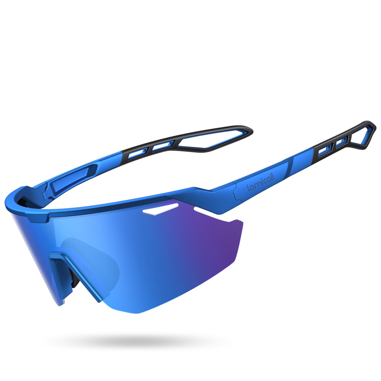 Lamicall polarized sunglasses blue front view with UV400 protection.