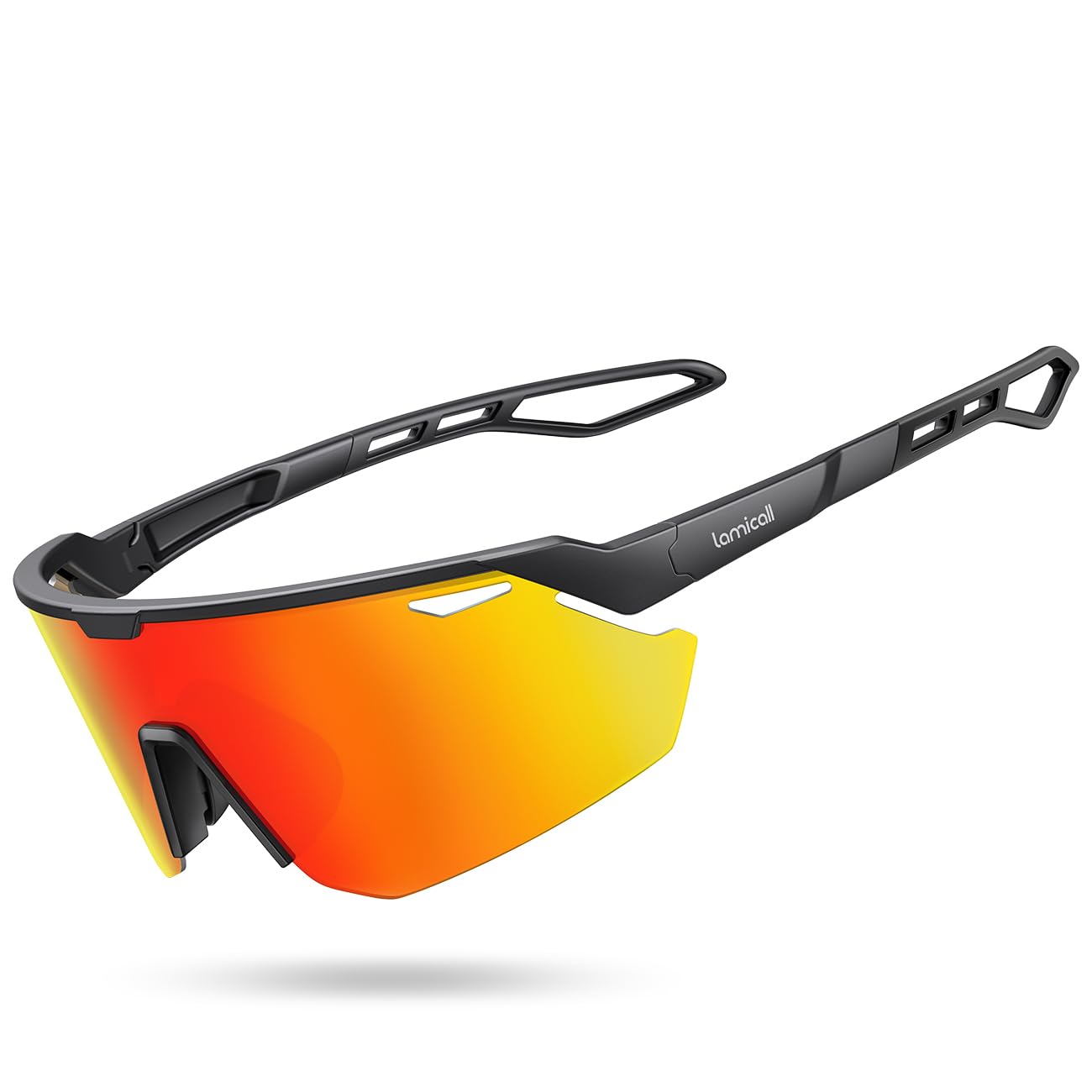 Lamicall polarized sunglasses front view in orange, UV400 protection and clear vision