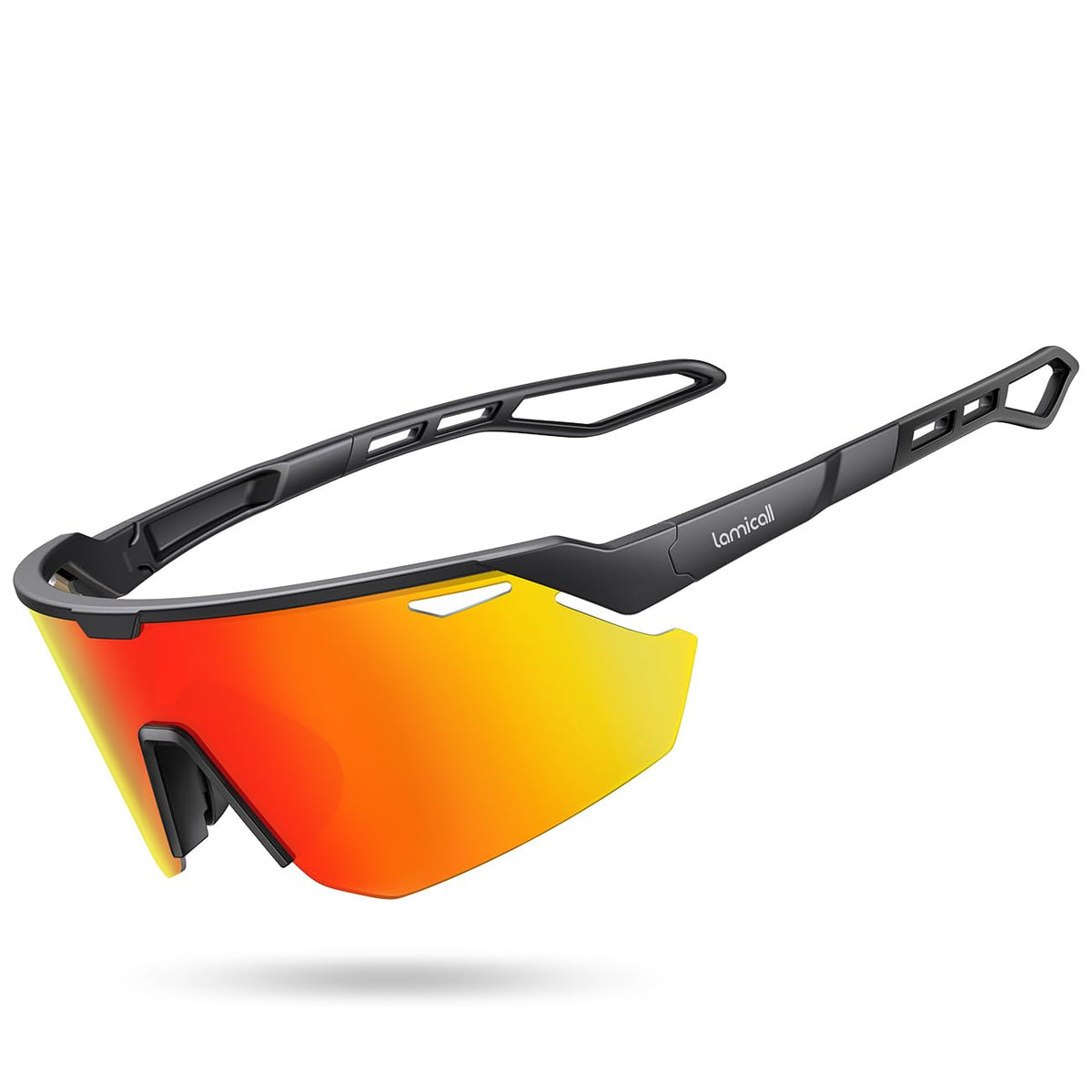 Lamicall polarized sunglasses front view in orange, UV400 protection and clear vision