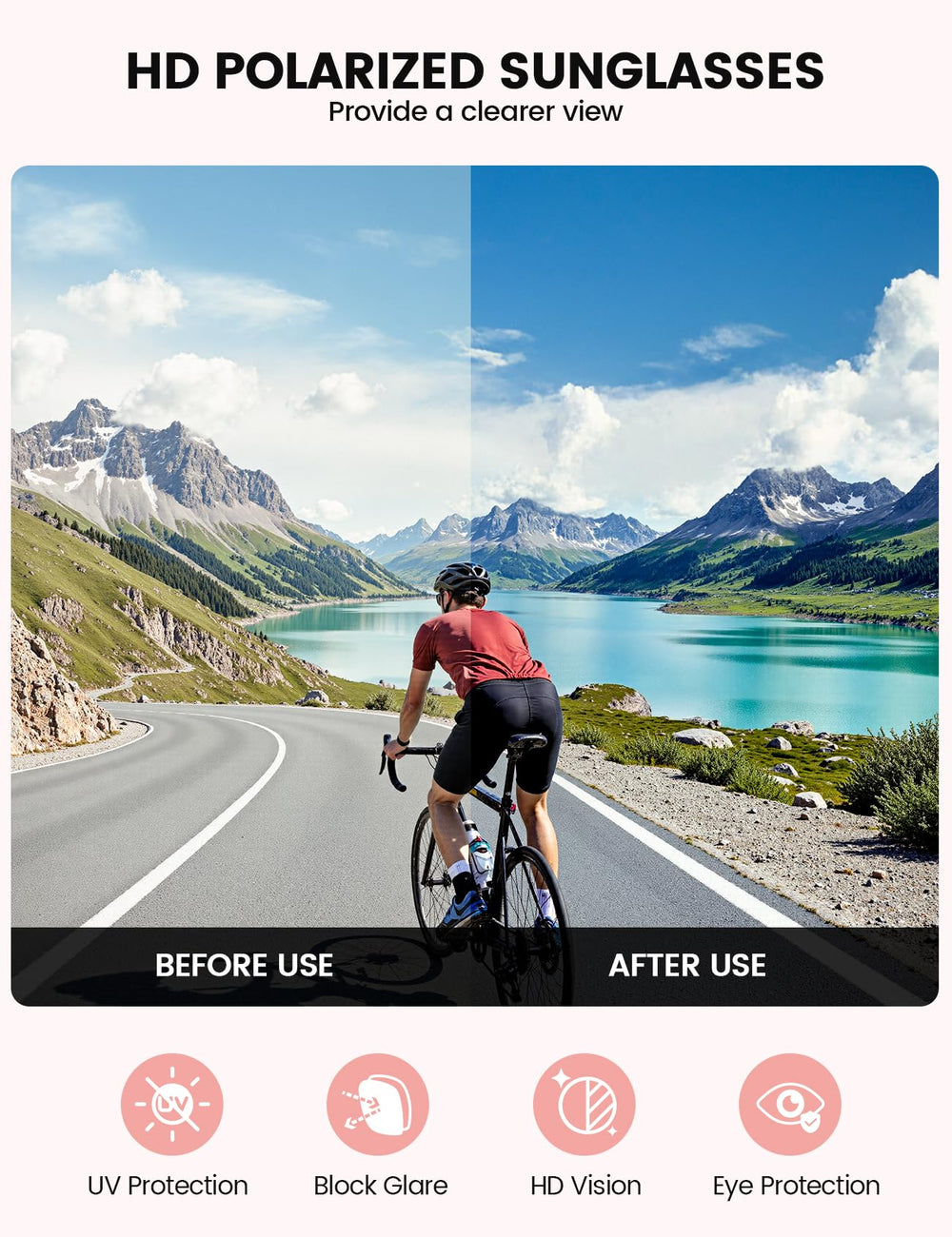 Lamicall outdoor-ready sunglasses for cycling, running, fishing, golf, and more.