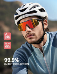 Lamicall sunglasses side view in orange frame with glare reduction for outdoor activity