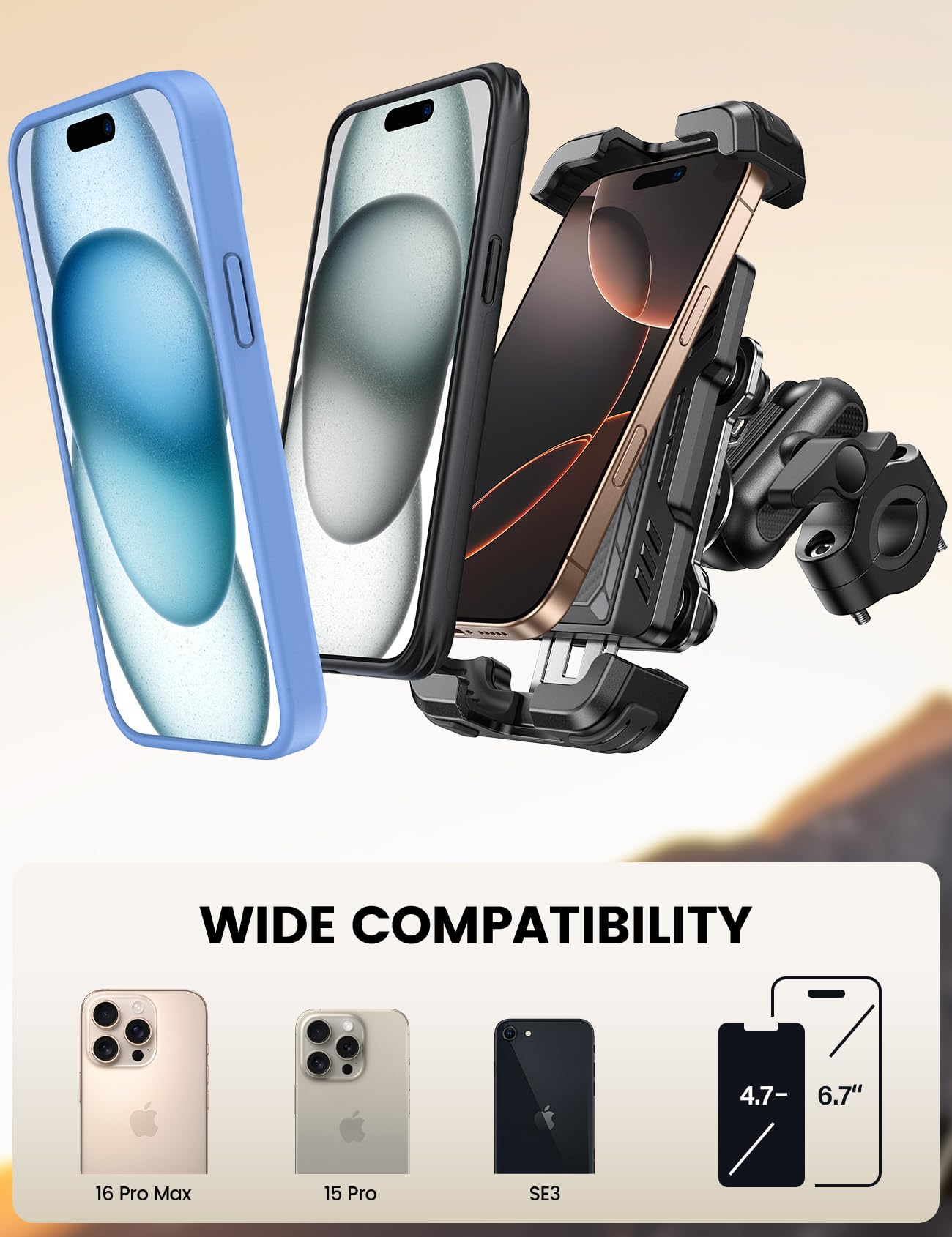 Lamicall soft silicone clamp protects your phone from scratches during rides.