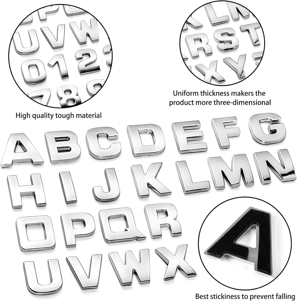 Lamoutor silver DIY car logo decals showcase modular lettering options.