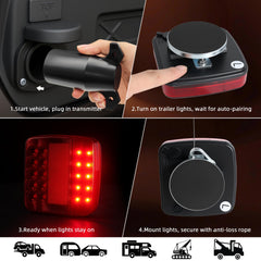 LAMPEASE rechargeable LED trailer tail lights charging via USB-C
