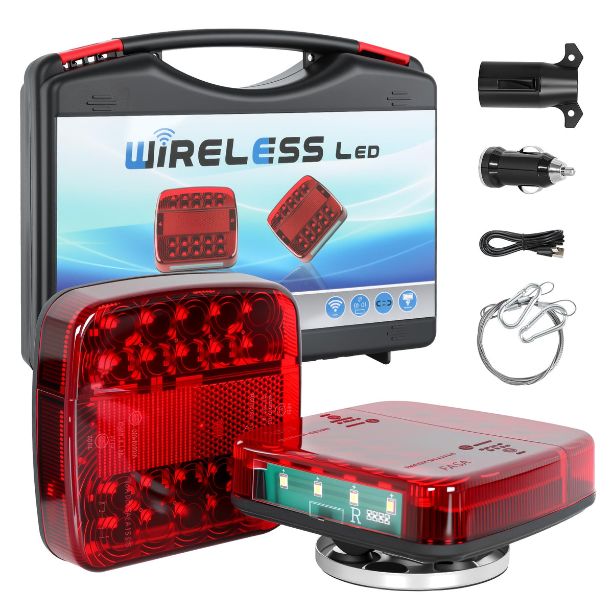 LAMPEASE wireless trailer lights kit mounted on a trailer for quick setup