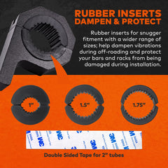 LAMPHUS Cruizer bar clamp for 2-inch tubes provides sturdy support on heavy-duty racks.