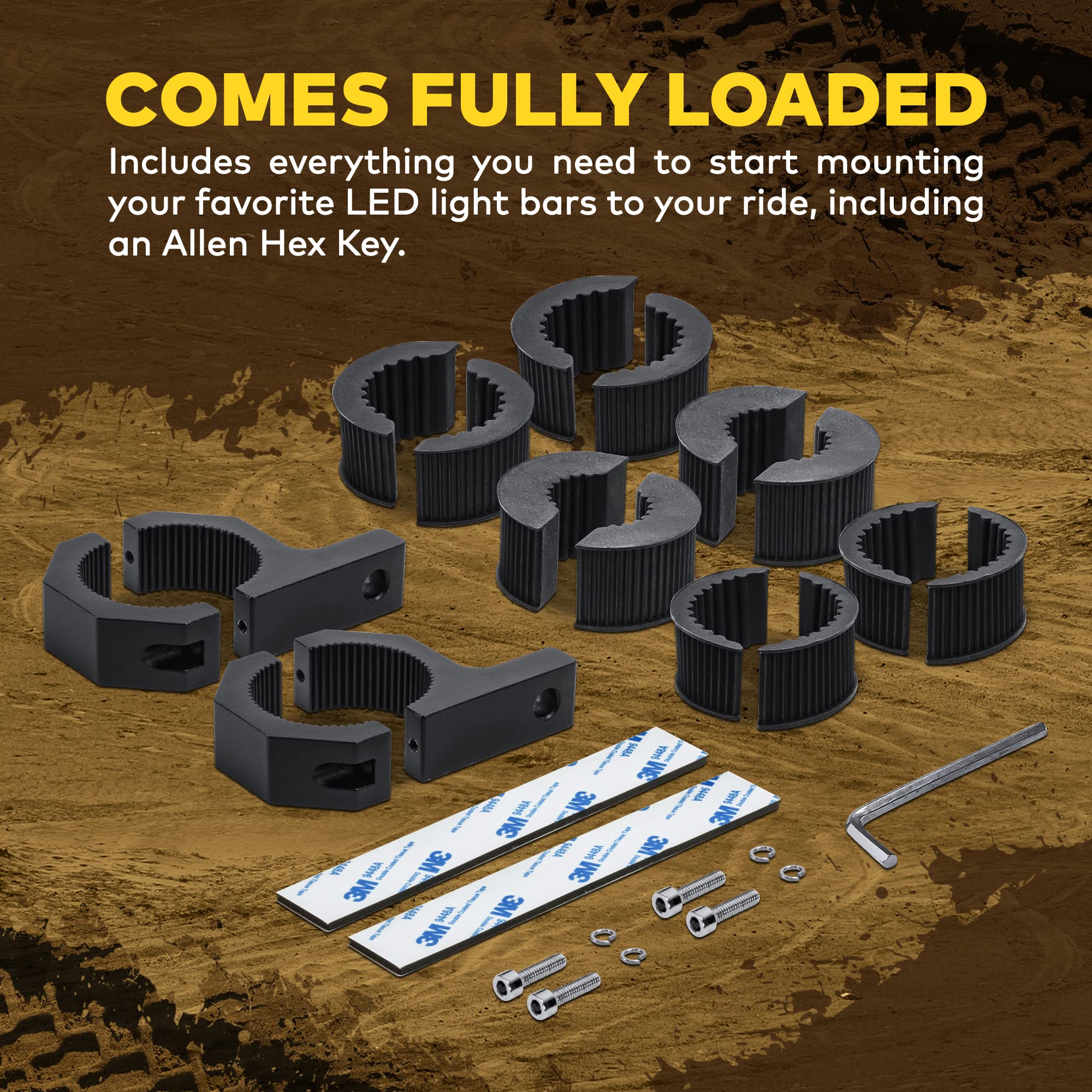 LAMPHUS Cruizer rubber inserts protect bars and dampen vibrations during off-roading.