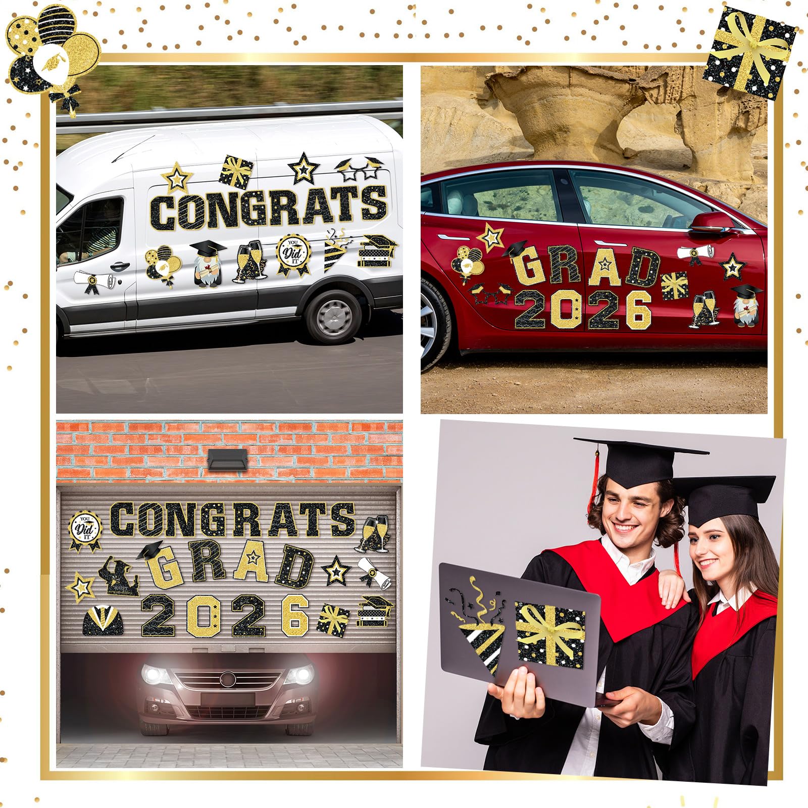 Landhoow car-door magnets provide quick, damage-free party decor for grads.
