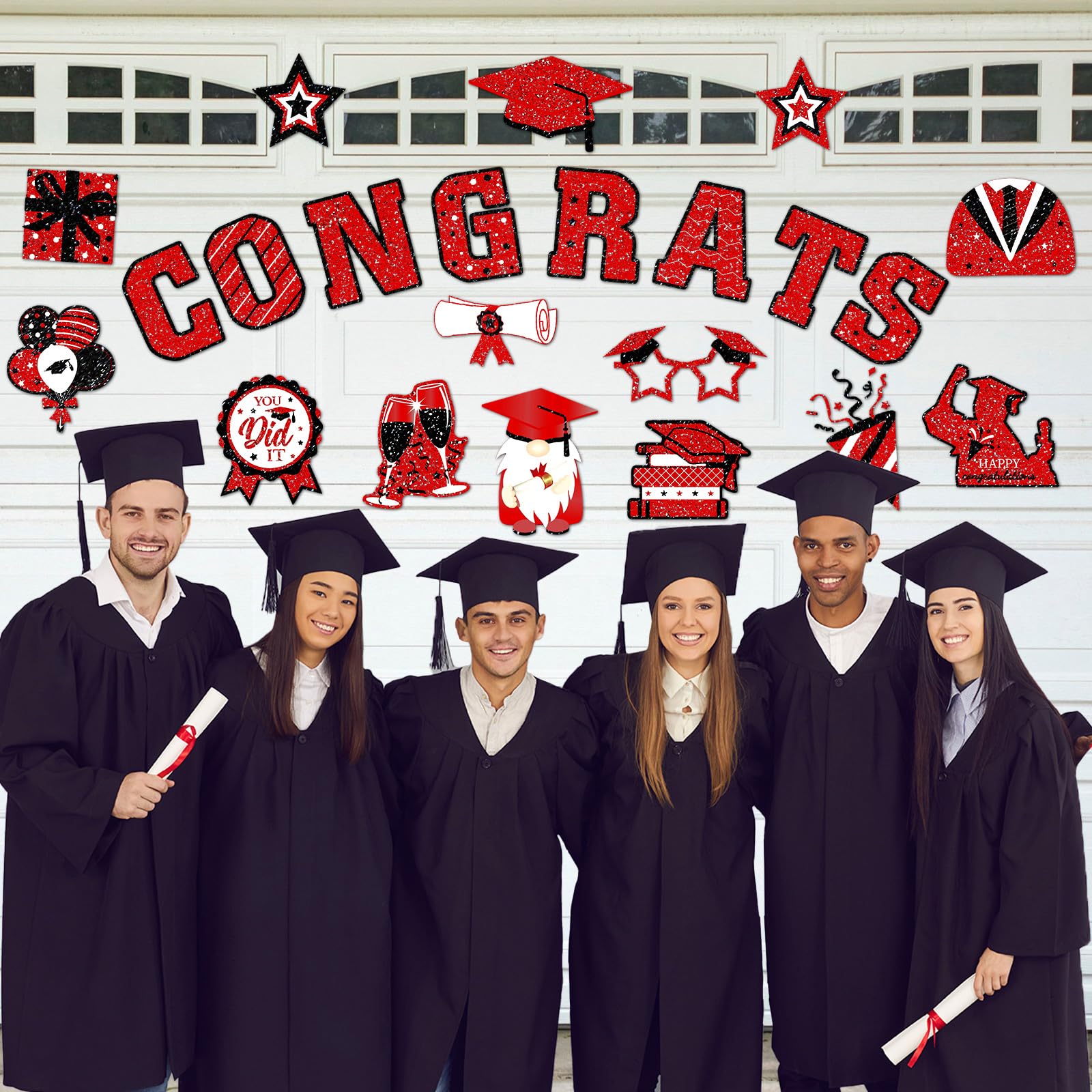 Landhoow Congrats Grad 2026 cap diploma magnets; eye-catching cap-and-diploma design.