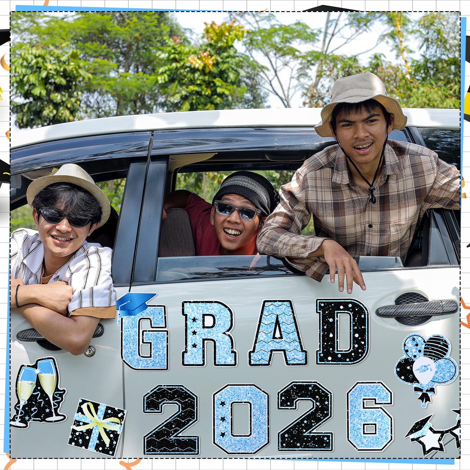 Landhoow graduation magnet decorative for cars, fridges, and metal surfaces.