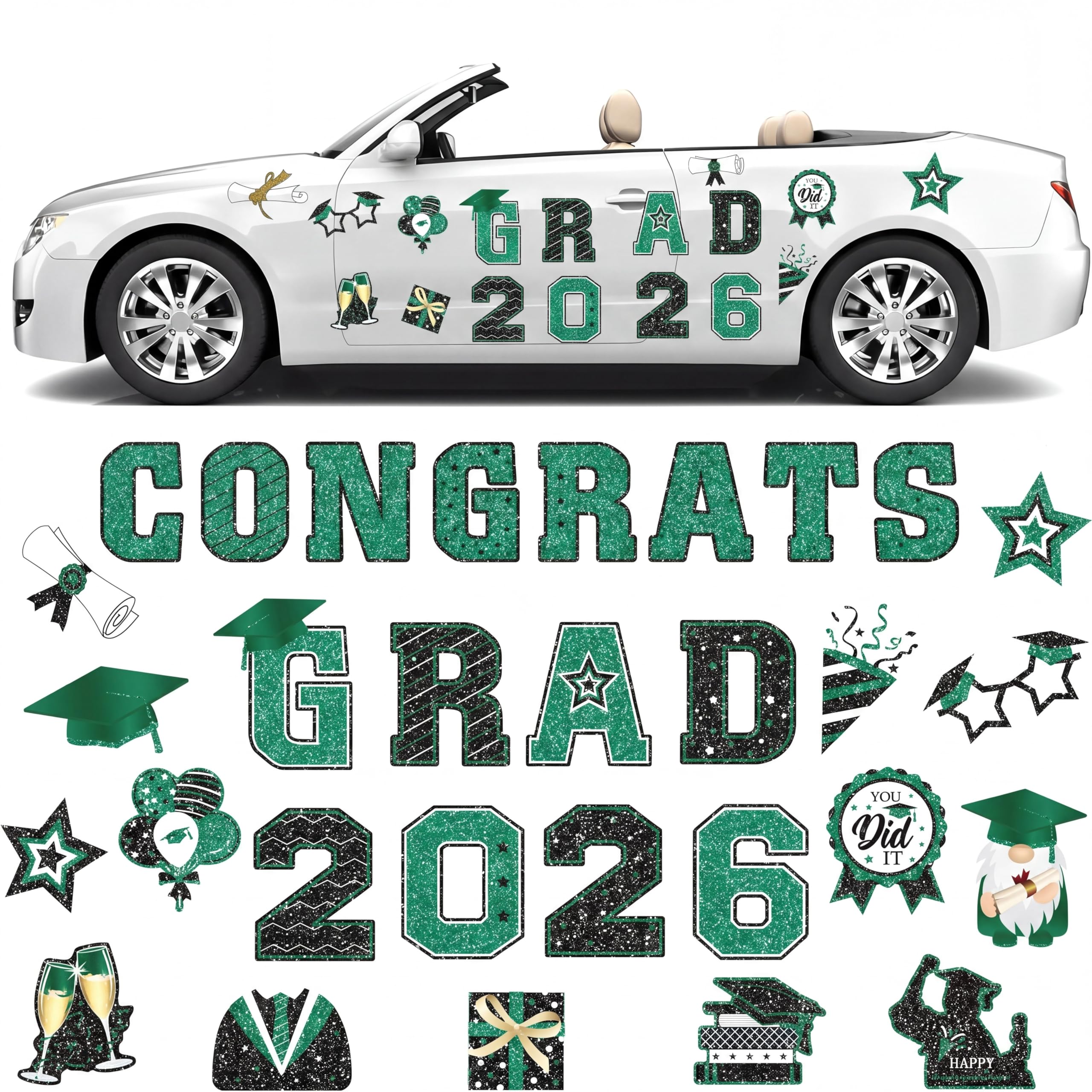 Landhoow graduation magnets with congrats grad 2026 design for car decoration.