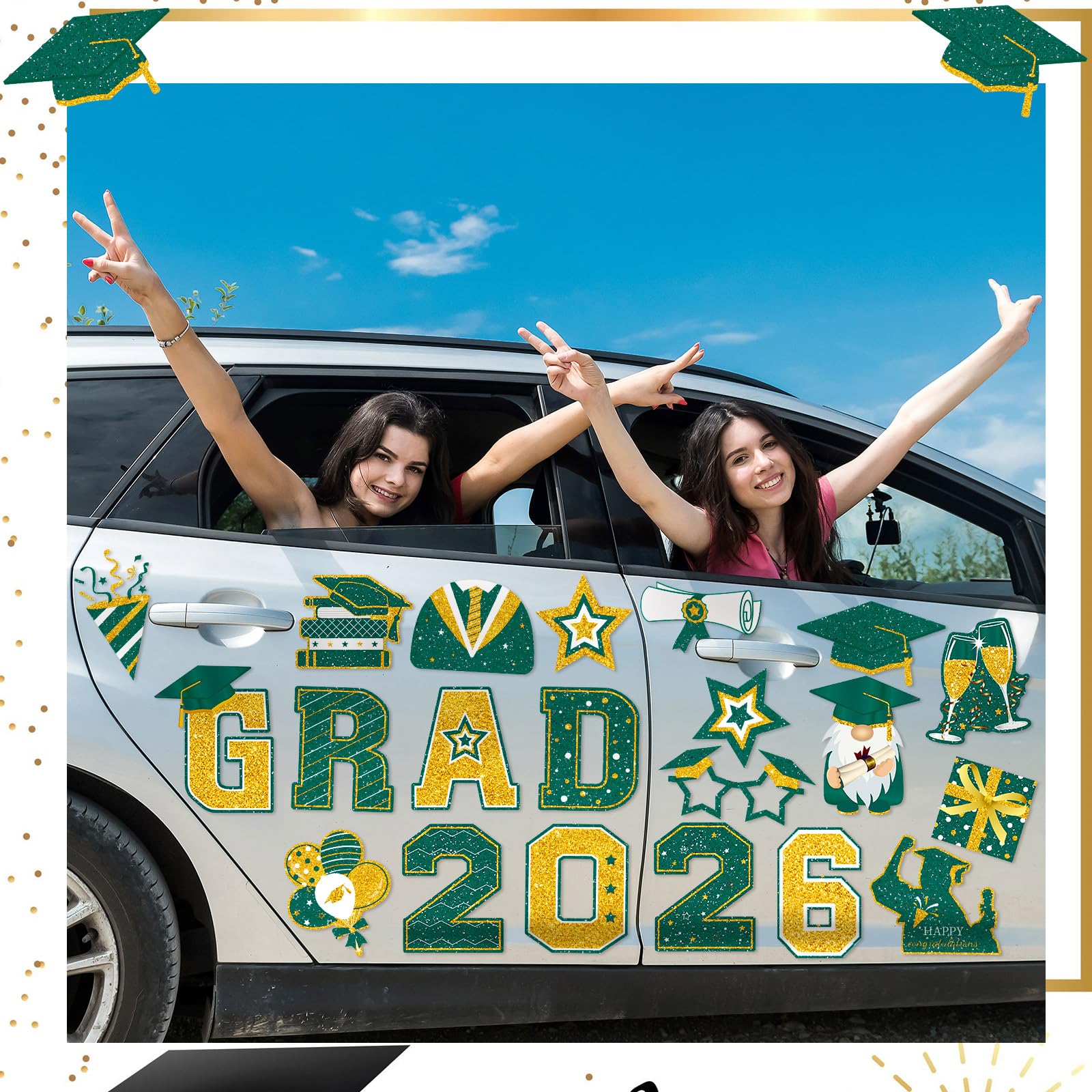 Landhoow graduation magnets decorating metal surface like fridge or door.