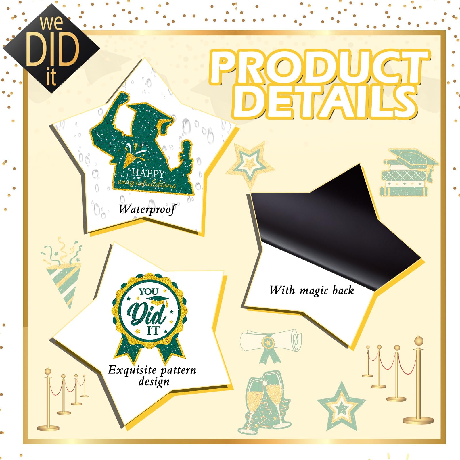 Landhoow durable magnet material keeps decorations reusable for next year.