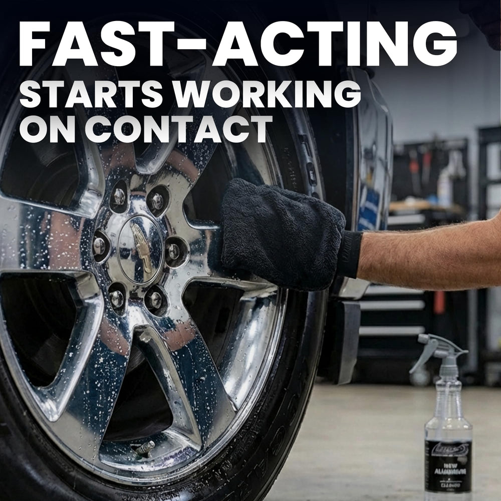 Professional-grade wheel cleaner from LANE'S shown with spray nozzle