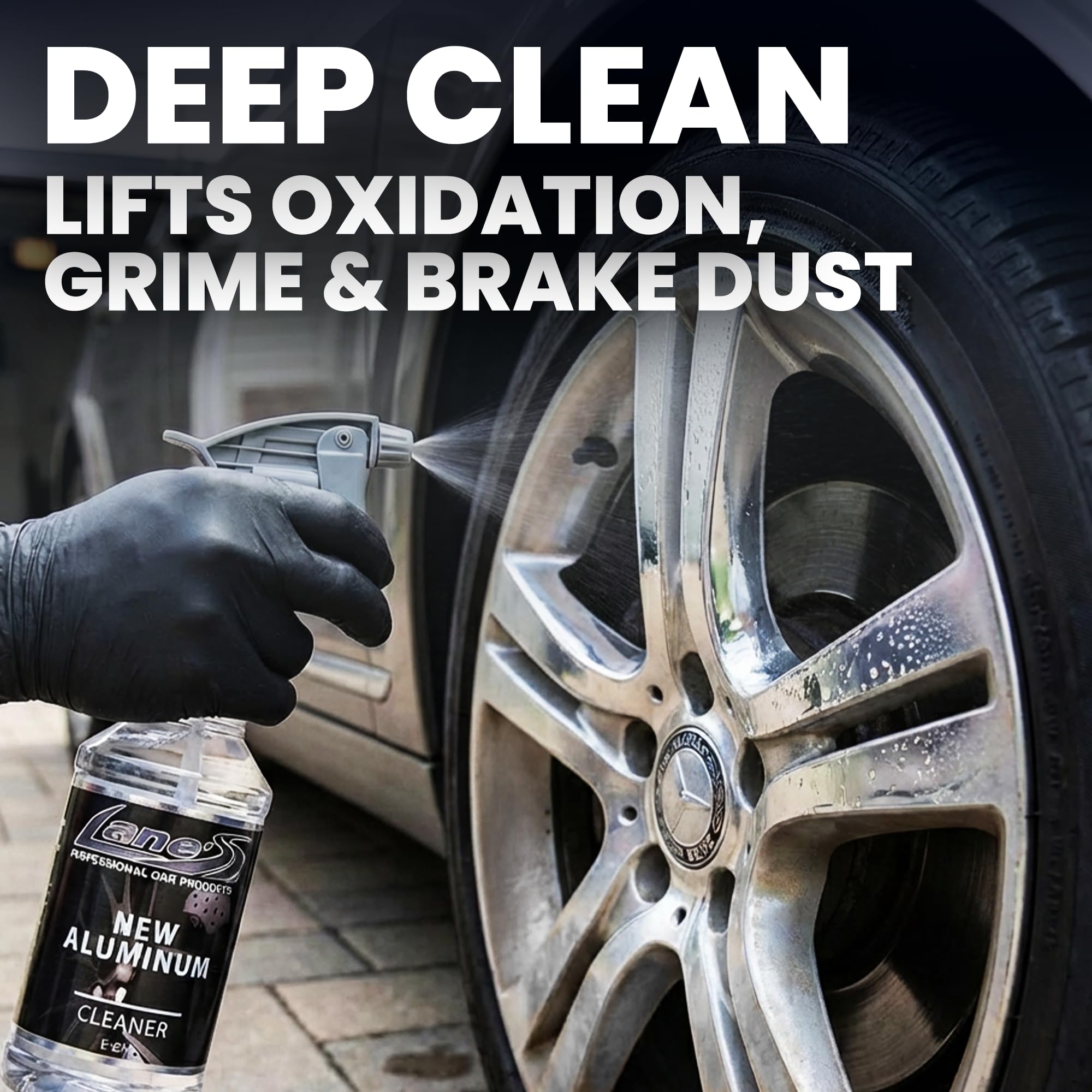 Rust and oxidation removal with LANE'S cleaner for faster wheel restoration