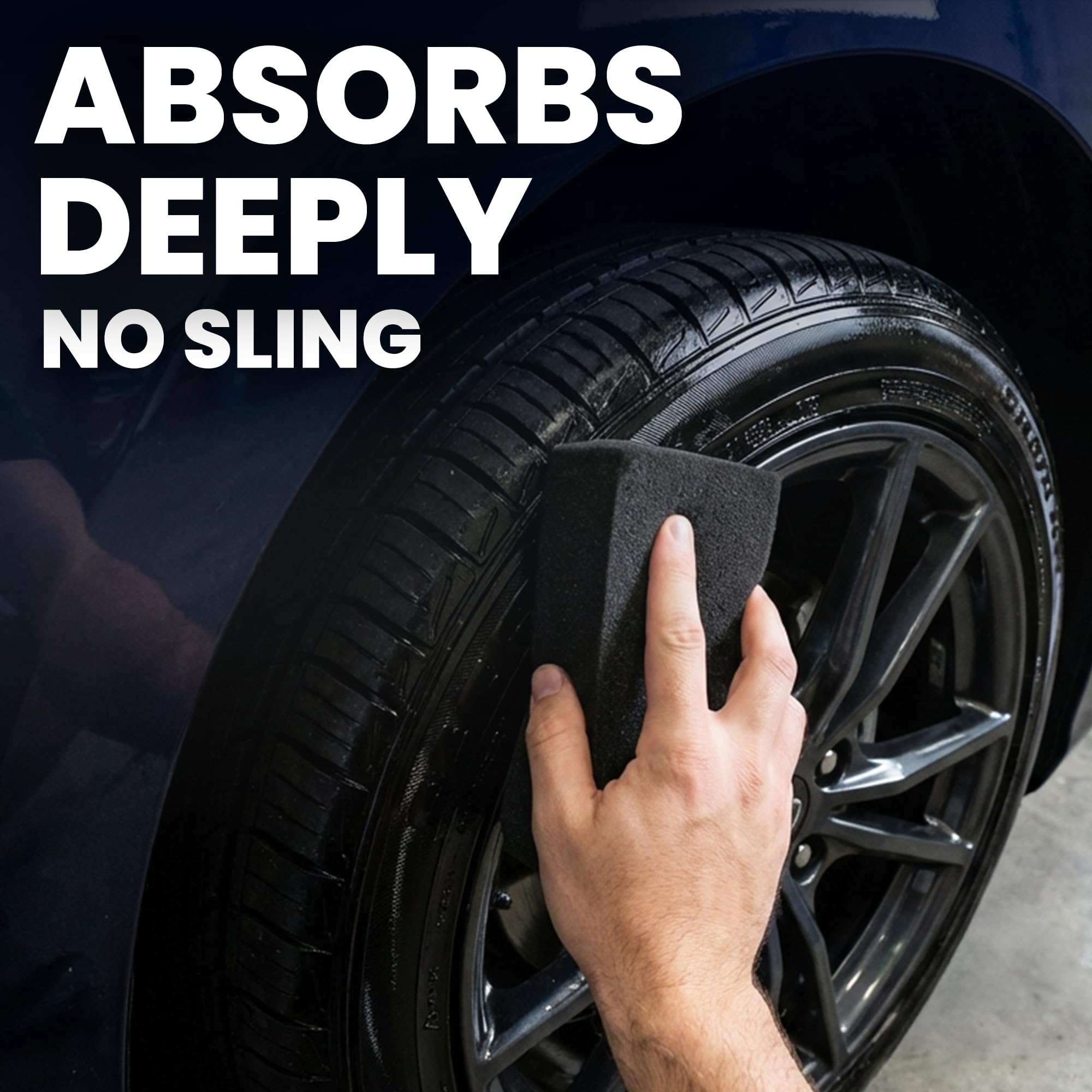 LANE'S Super Blue Tire Dressing dries to touch with no greasy residue.