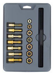 Lang Tools 2584 metric rethread dies in a tray for precise restorations.