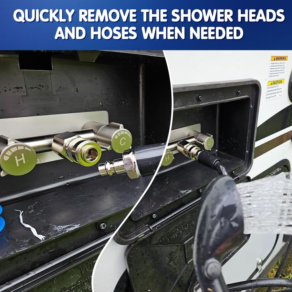 Langina one-handed valve enables quick, tool-free outdoor setup.