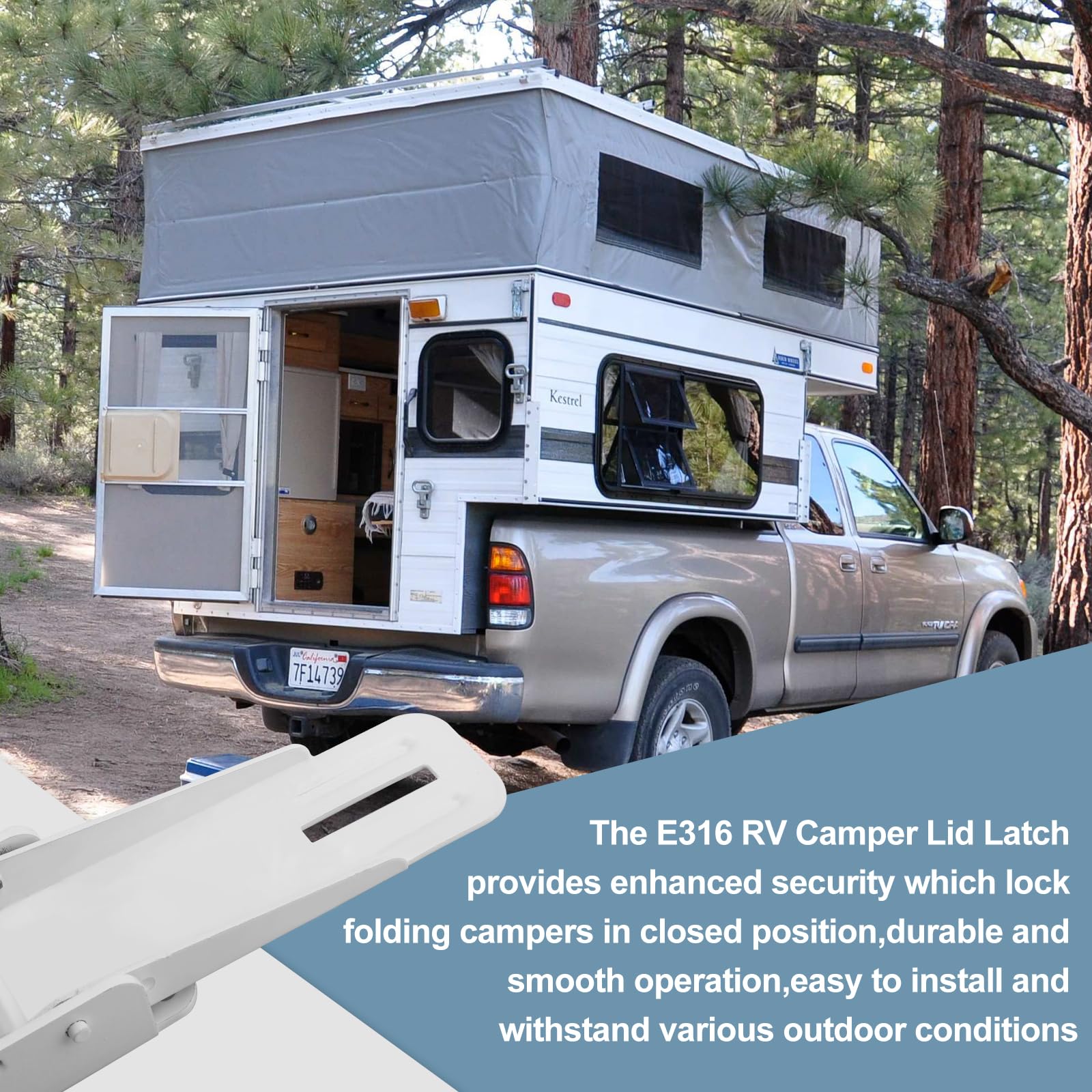 LanKstet E316 latch compatible with campers and teardrops for secure storage.