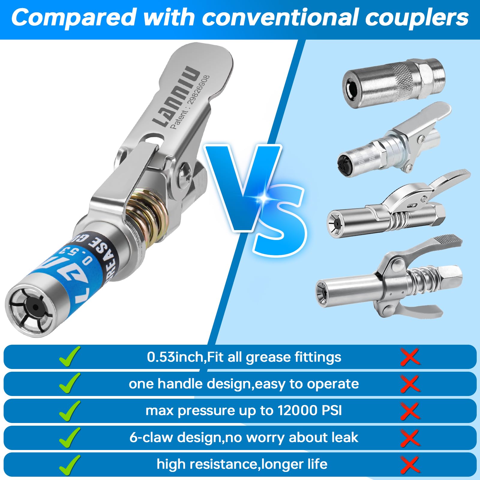 LANNIU six-jaw locking mechanism ensures secure grip during operation