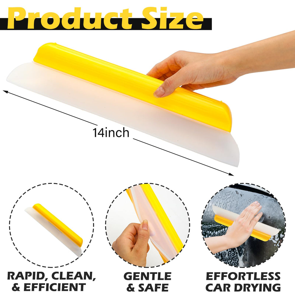 Lanties 14-inch silicone blade designed for quick water removal on windows and mirrors