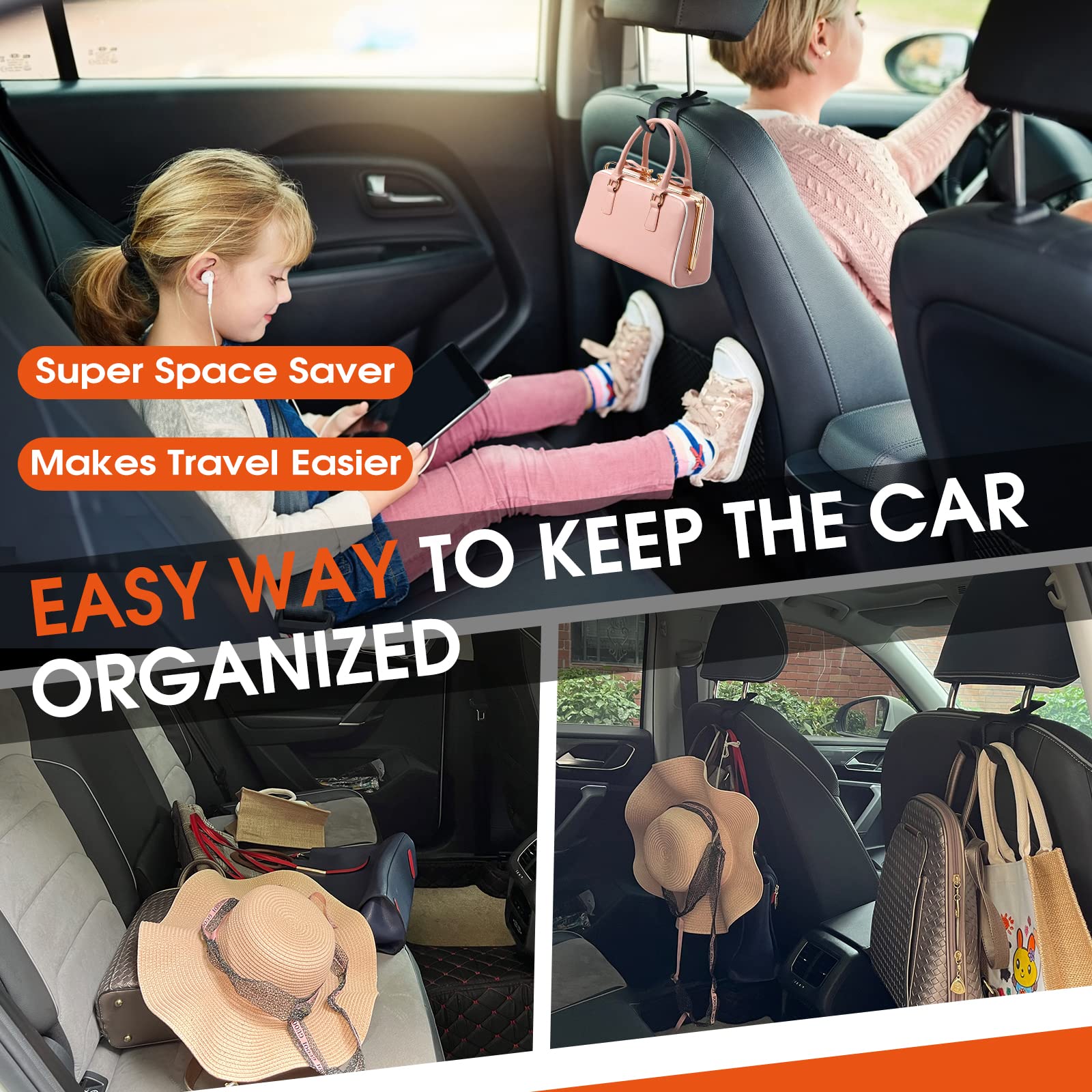 LANVRION backseat stays organized with a stylish storage solution.