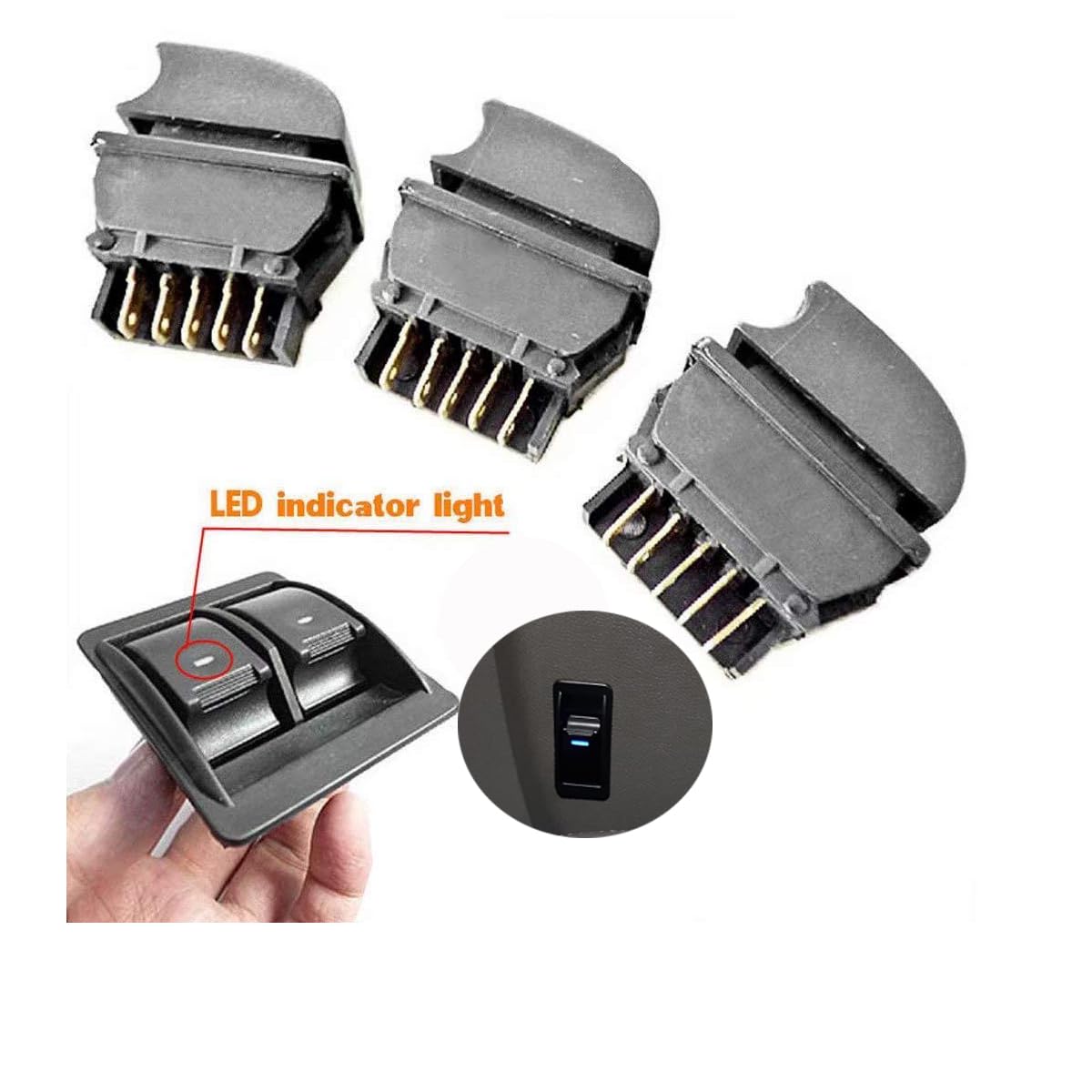Larlansz switches mounted on door panel for convenient reach