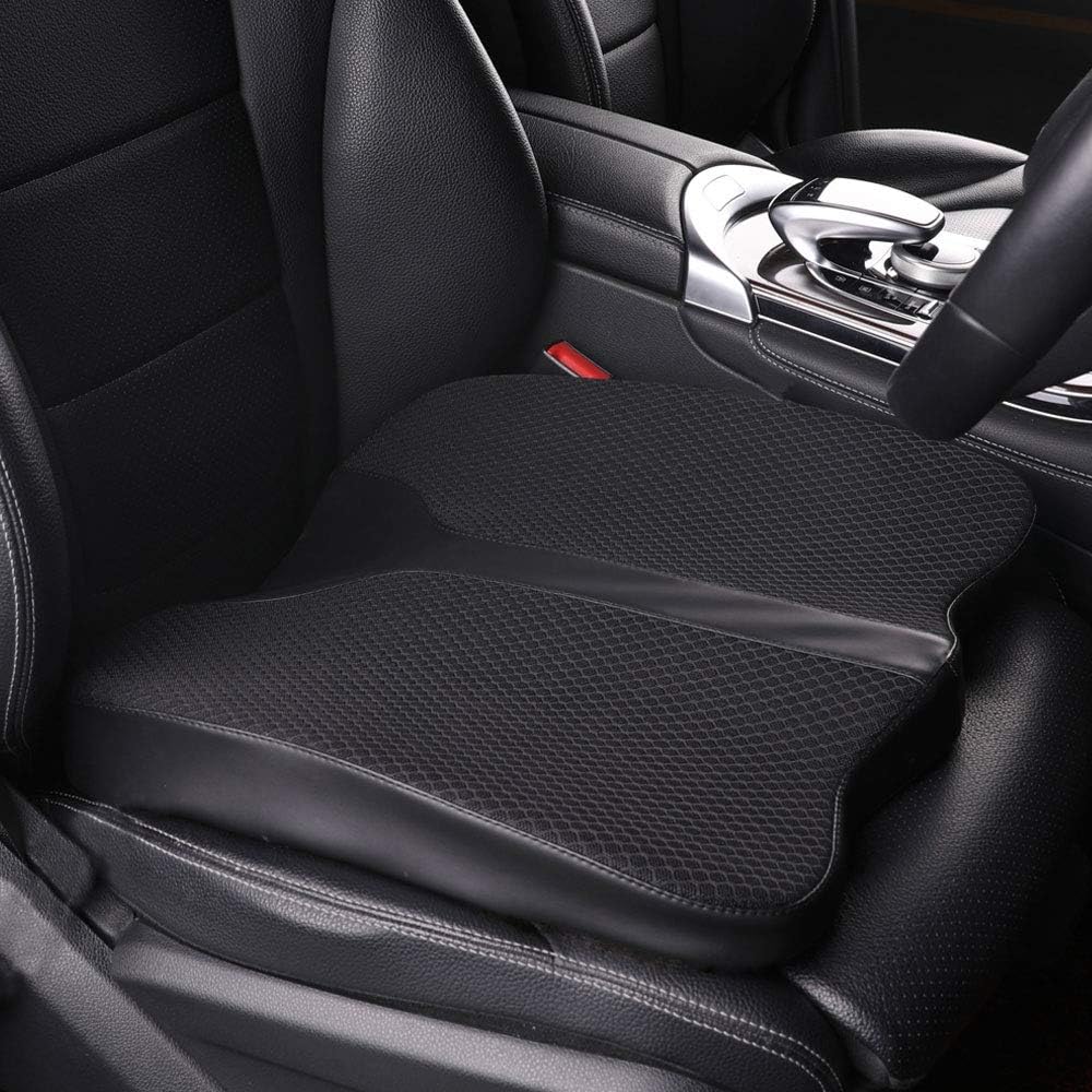 LARROUS car seat cushion shows ergonomic-design closeup for back support on long drives