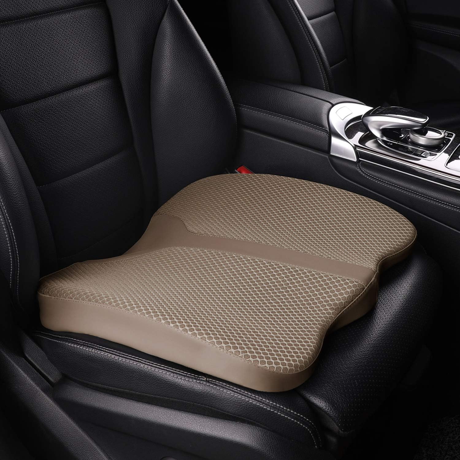 LARROUS comfort memory foam seat cushion on car seat for long drives