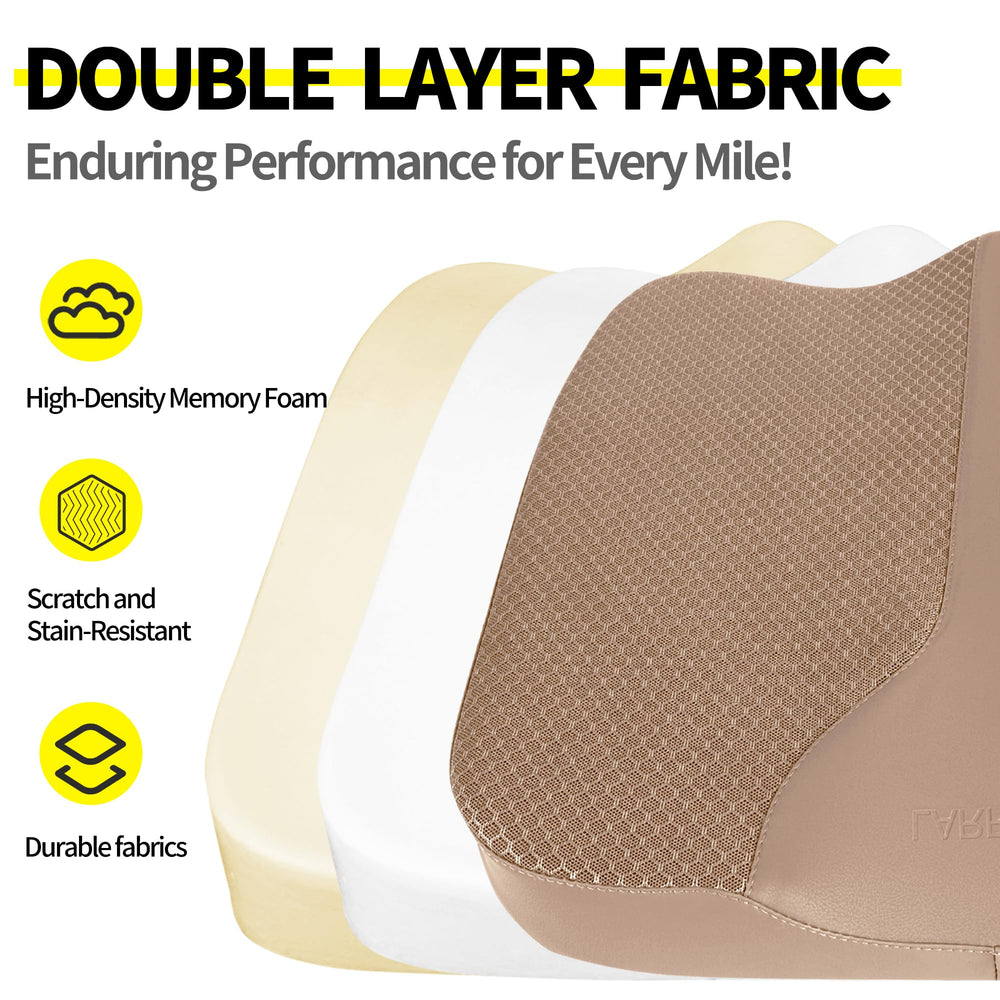 LARROUS ergonomic design shown on car-seat cushion for longer drives