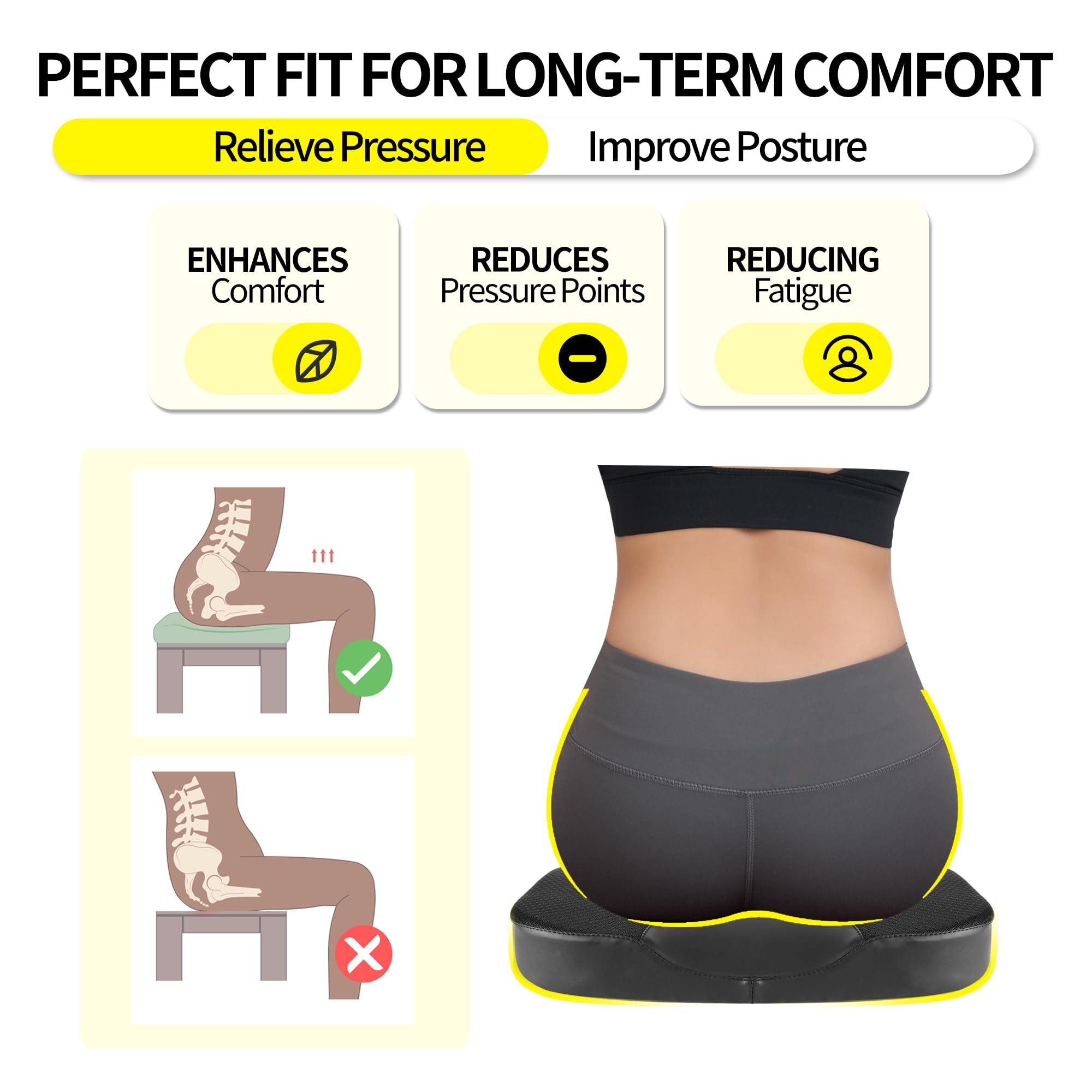 LARROUS oversized-driver-seat-cushion elevated seating for better visibility