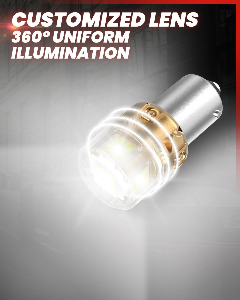 LASFIT 1156 LED bulb with projector lens for a defined wide beam while backing up.